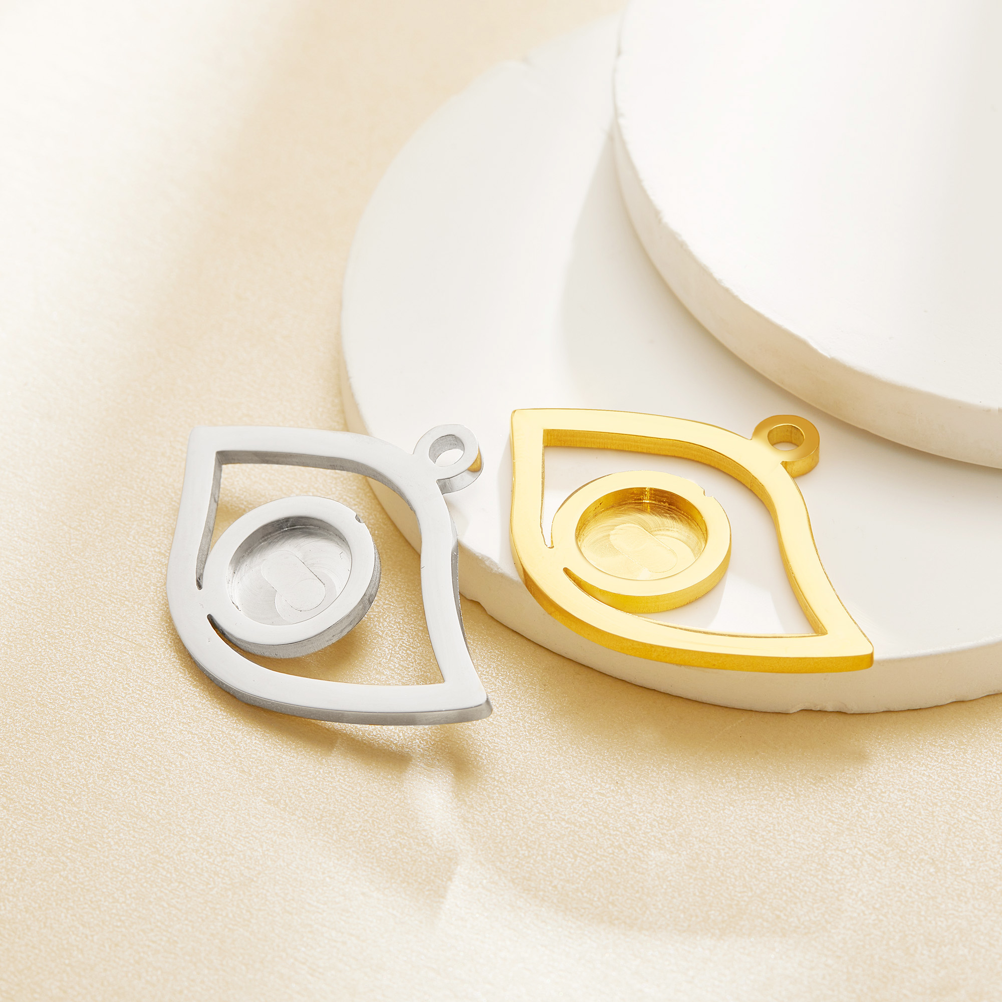 Keepsake Breast Milk Resin Round Bezel Pendant Settings,Eye Stainless Steel Pendant Charm,DIY Pendant Supplies 1411484