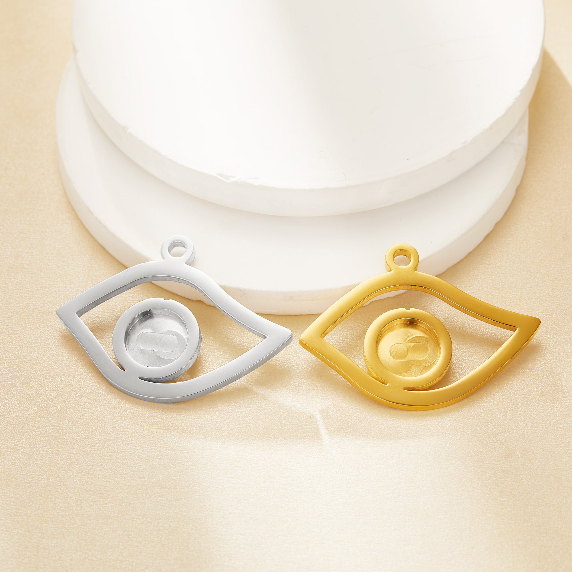 Keepsake Breast Milk Resin Round Bezel Pendant Settings,Eye Stainless Steel Pendant Charm,DIY Pendant Supplies 1411484