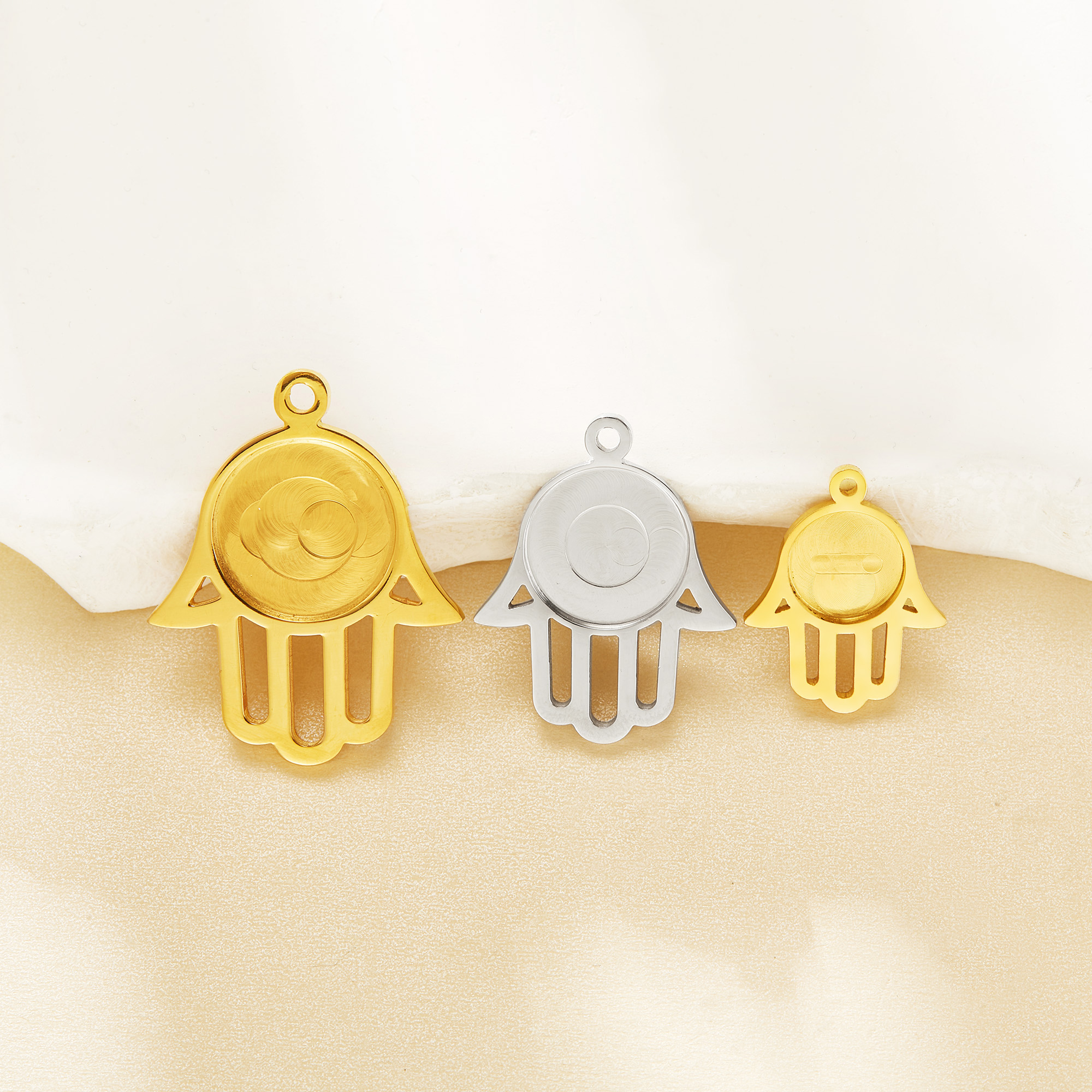 Keepsake Breast Milk Resin Round Bezel Pendant Settings,Hamsa Hand Stainless Steel Pendant Charm,DIY Pendant Supplies 1411485