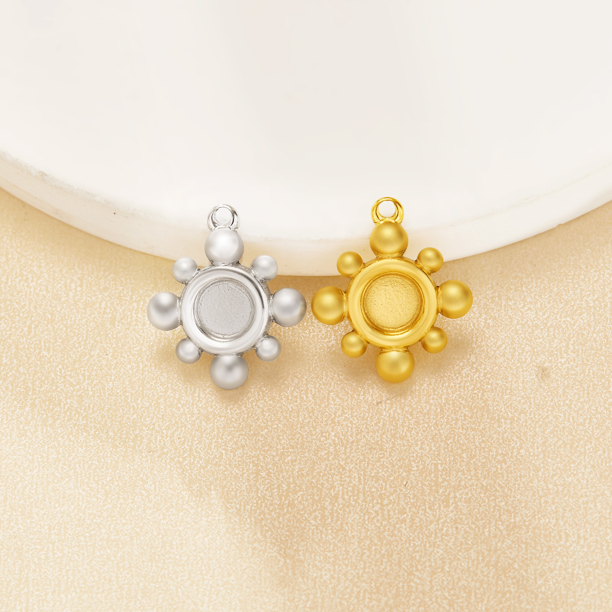 4.5MM Keepsake Breast Milk Resin Round Bezel Pendant Settings,Gold Stainless Steel Pendant Charm,Vintage Style Pendant,DIY Pendant Blank Supplies 1411486