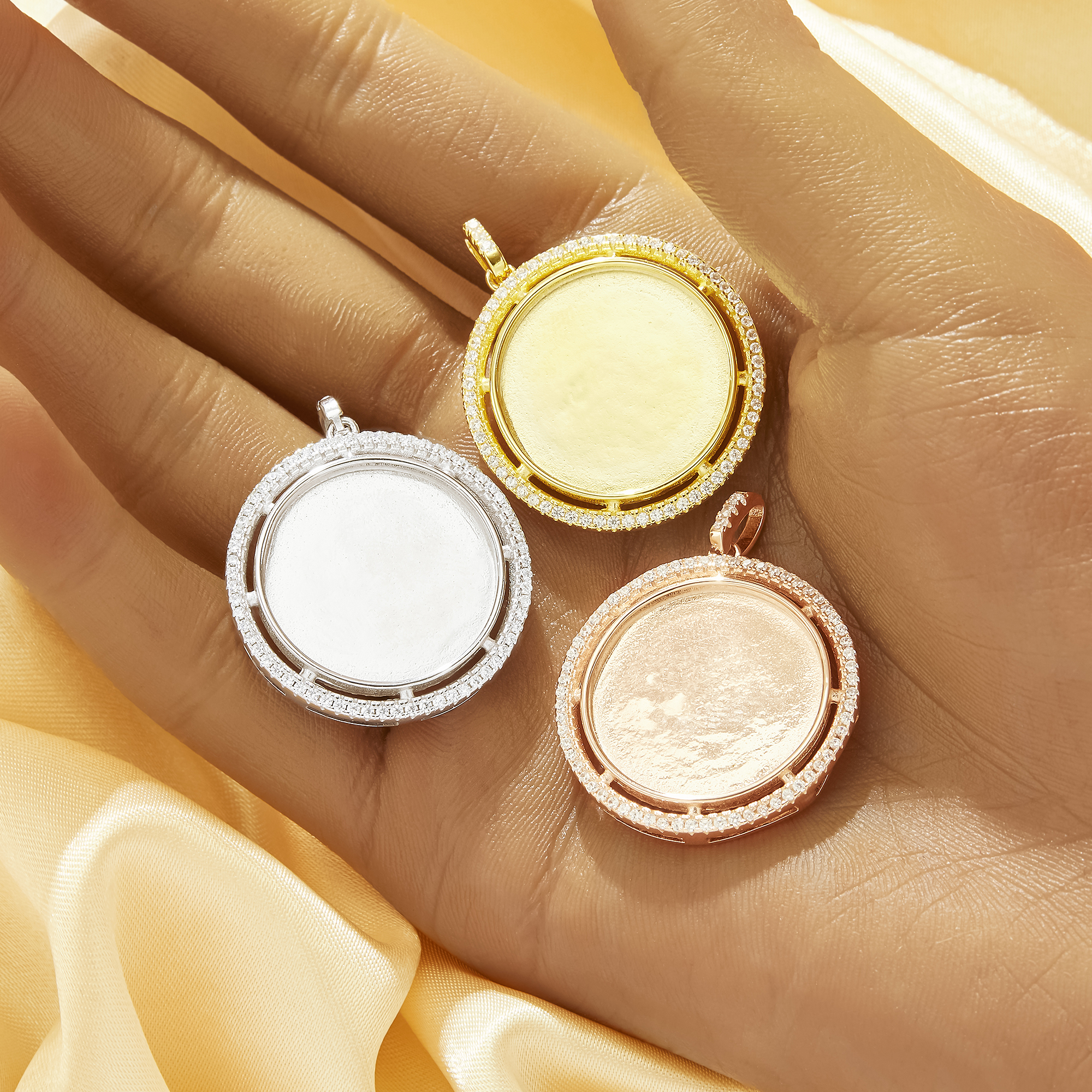 20MM Keepsake Breast Milk Resin Halo Round Bezel Pendant Settings,Solid 925 Sterling Silver Rose Gold Plated Pendant Charm,DIY Pendant Supplies 1411488