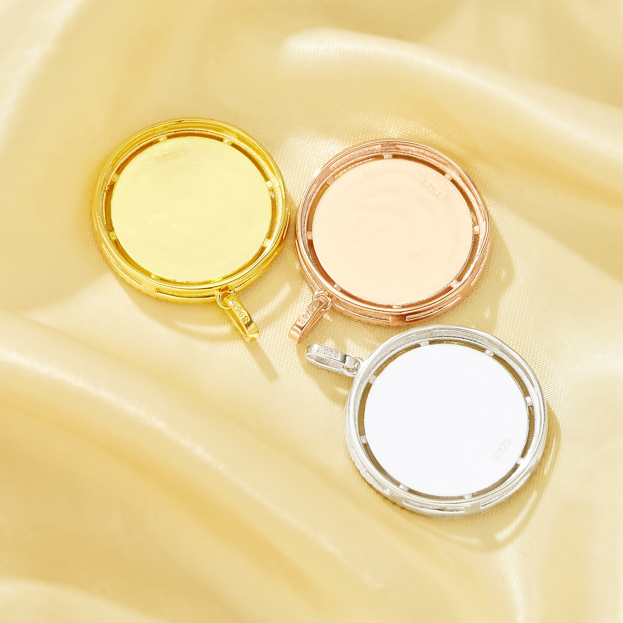 20MM Keepsake Breast Milk Resin Halo Round Bezel Pendant Settings,Solid 925 Sterling Silver Rose Gold Plated Pendant Charm,DIY Pendant Supplies 1411488