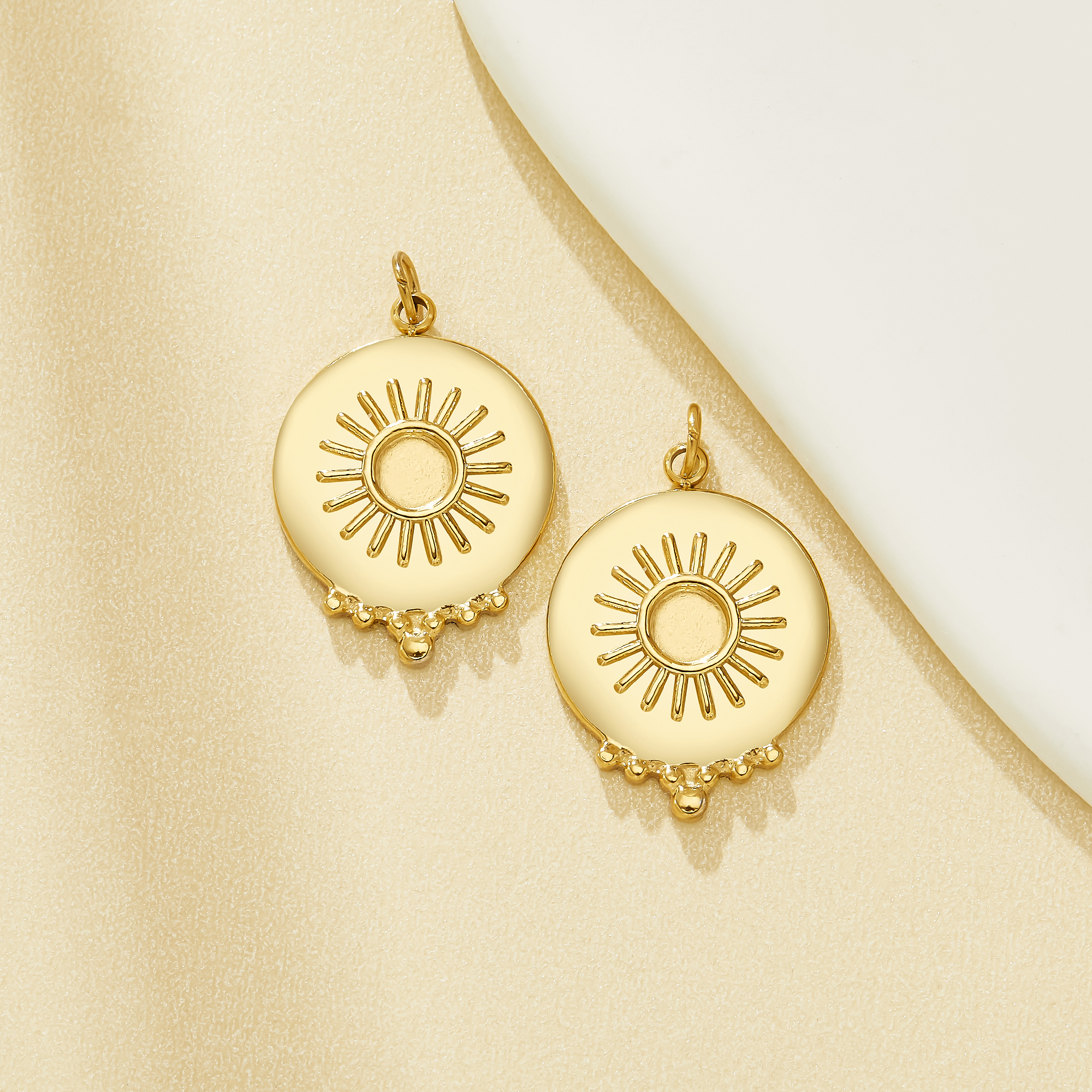 4MM Round Bezel Stainless Steel Pendant Settings,Sun Round Pendant Charm,Gold Pendant,DIY Pendant Blank Supplies 1411507