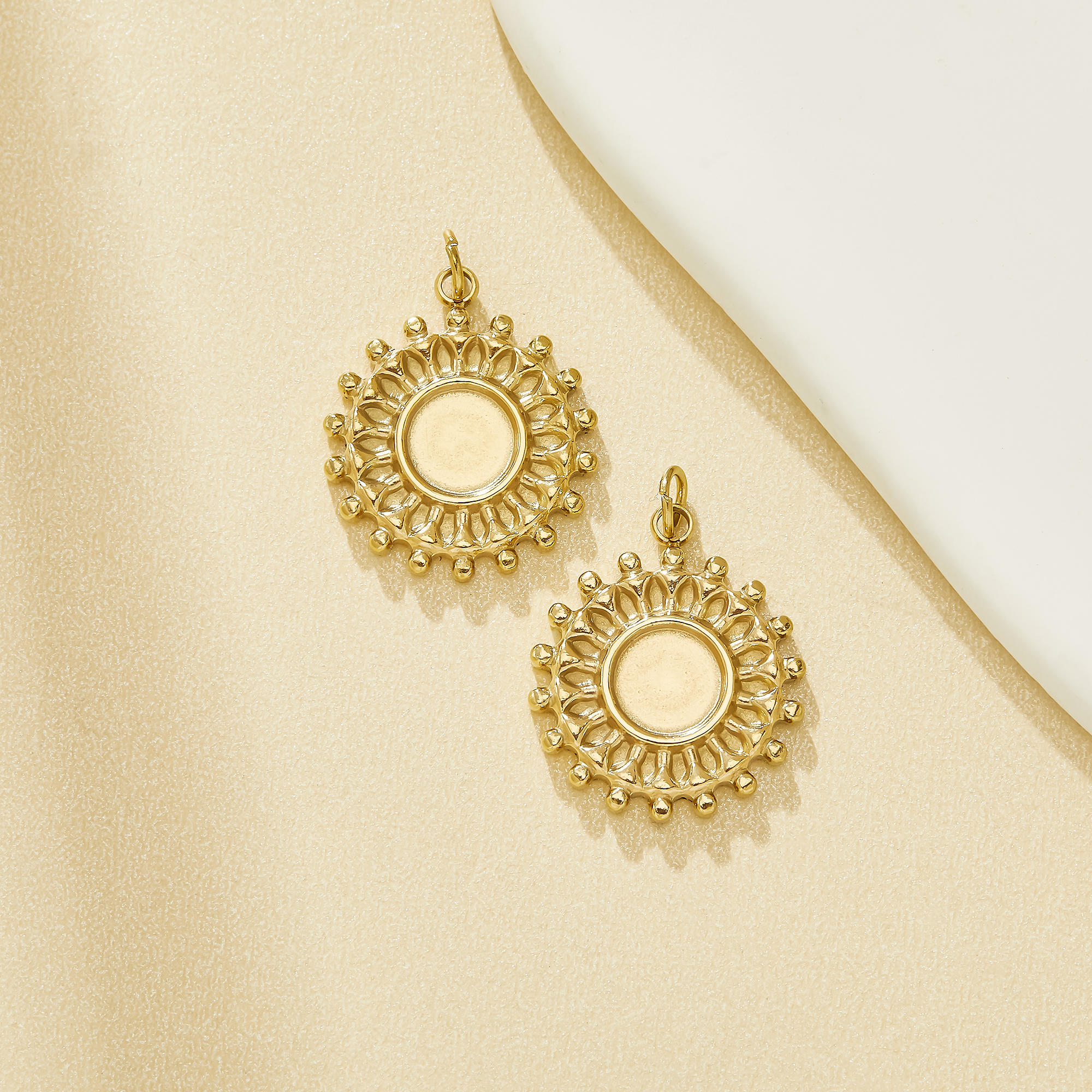 6MM Round Bezel Stainless Steel Pendant Settings,Sun Round Pendant Charm,Vintage Style Gold Pendant,DIY Pendant Blank Supplies 1411508