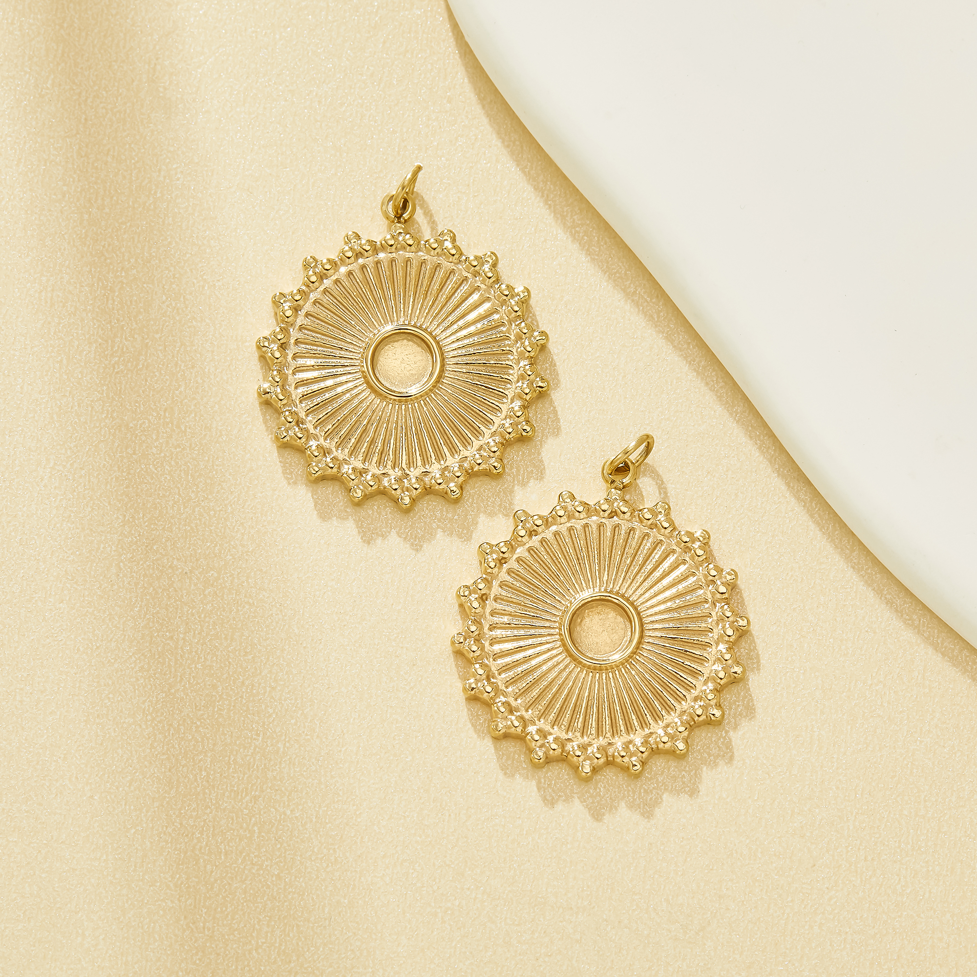 4MM Round Bezel Stainless Steel Pendant Settings,Vintage Style Round Gold Pendant Charm,DIY Pendant Blank Supplies 1411513