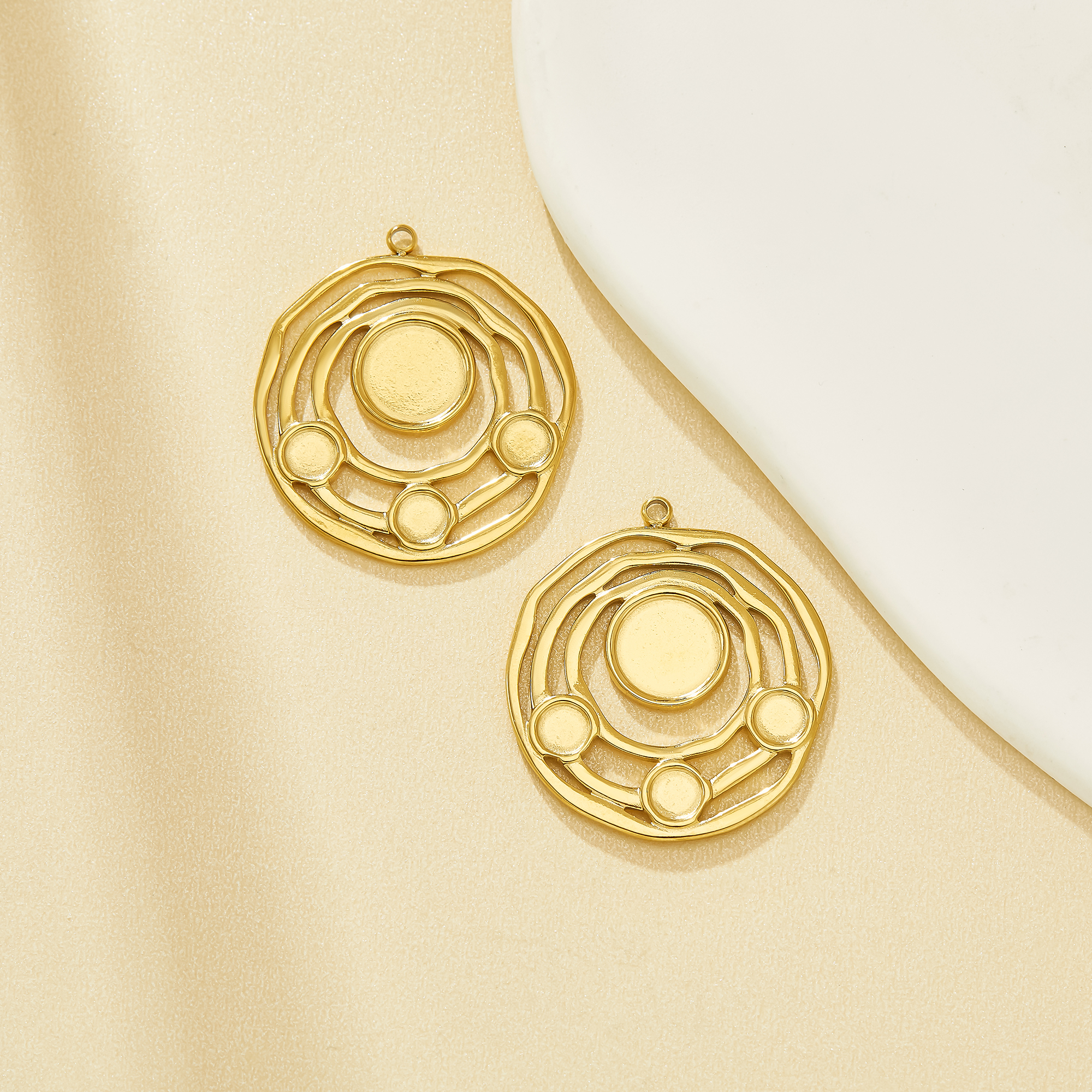 Keepsake Breast Milk Resin Round Bezel Pendant Settings,4 Stones Round Bezel Stainless Steel Pendant,DIY Pendant Supplies 1411516