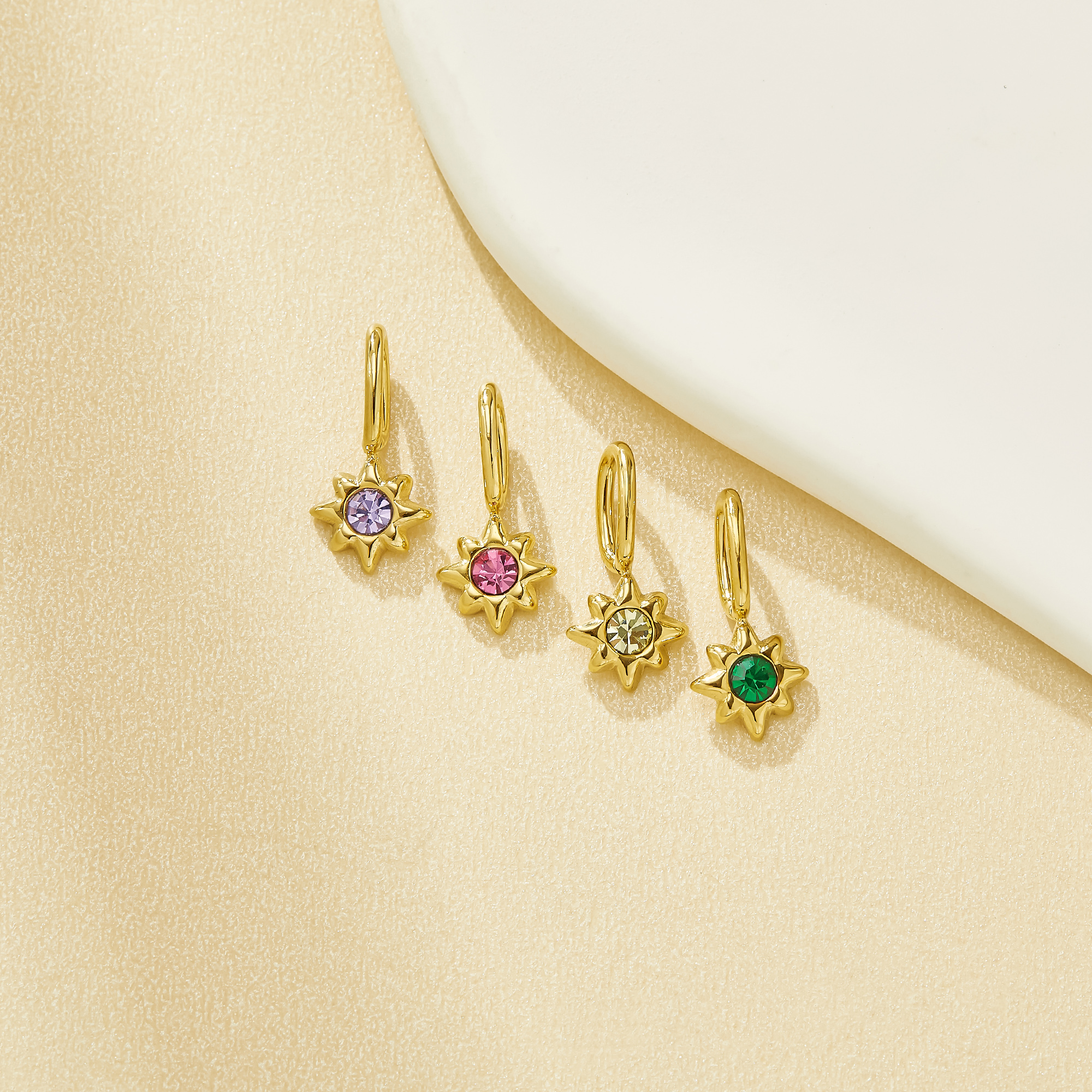 Birthstone Stainless Steel Hoop Earrings,Star Gold Plated Stainless Steel Earrings,DIY Earring Blank Supplies 1411521