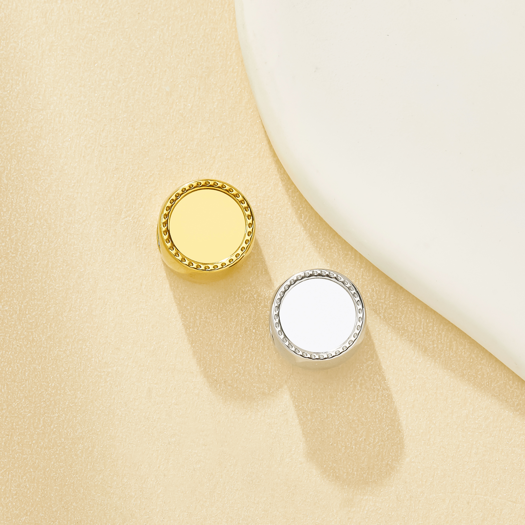 7MM Keepsake Breast Milk Resin Round Bezel Beads Settings,Big Hole Silver Gold Stainless Steel Simple Pendant Beads with 4.5MM Hole 1411522