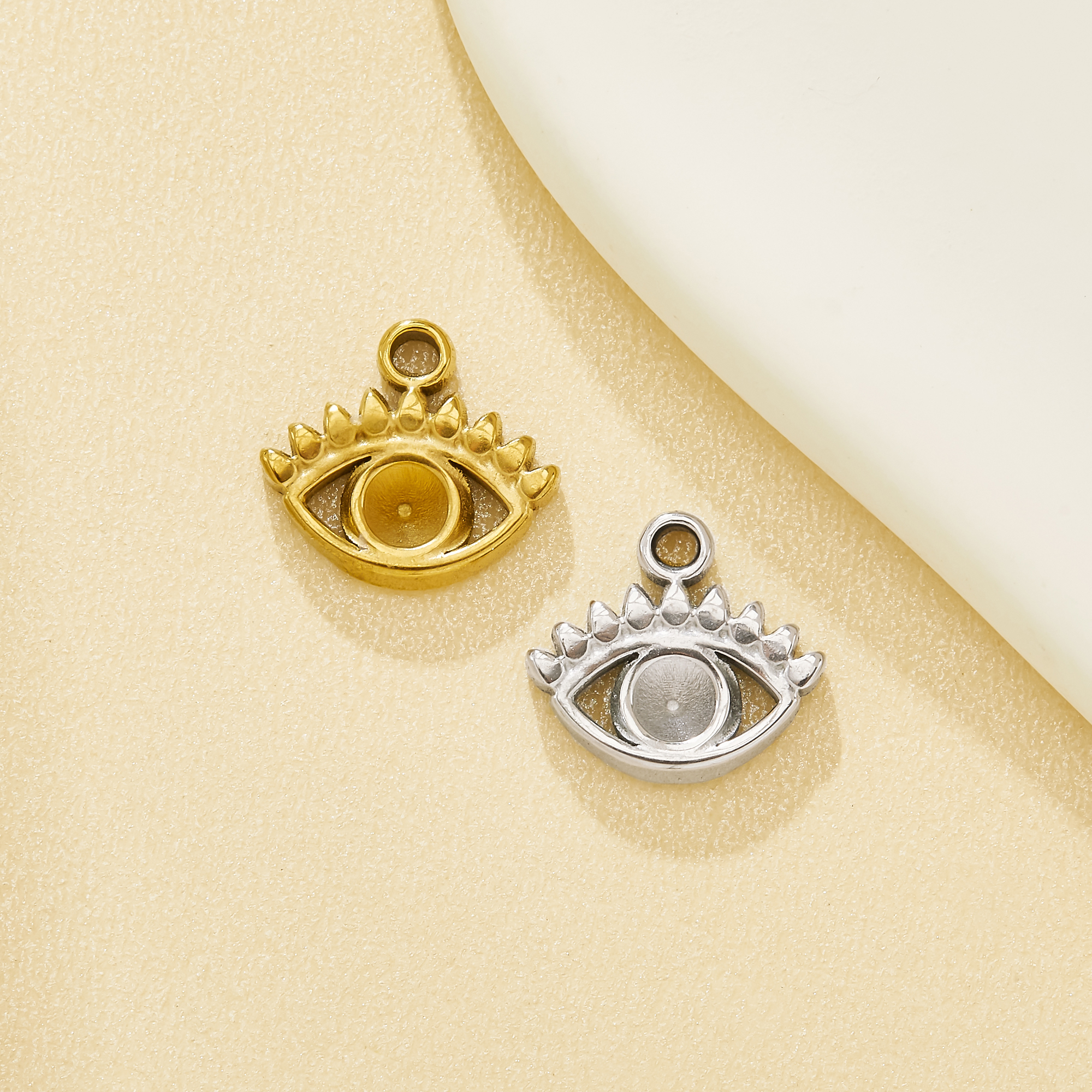 3mm Round Keepsake Mother Milk Resin Evil Eye Bezel Pendant Blank Settings 304L Stainless Steel DIY Breast Milk Memory Jewelry Parts 1411533