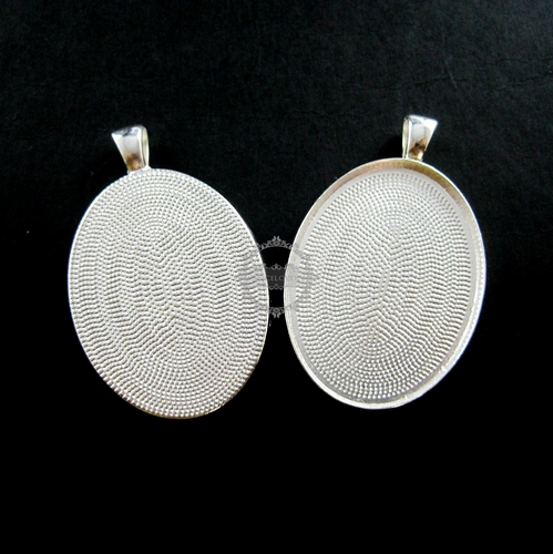 5pcs 30x40mm setting size vintage silver antique oval pendant bezels settings tray 1421030 - Click Image to Close