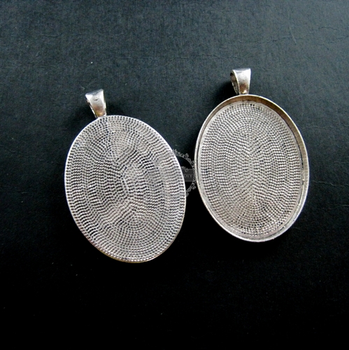 10pcs 30x40mm setting size vintage antiqued silver oval pendant bezels settings tray 1421039 - Click Image to Close