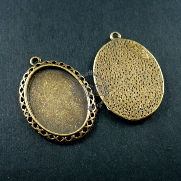 5pcs 18x25mm setting size vintage style bronze oval pendant charm bezel base DIY supplies 1421050 - Click Image to Close
