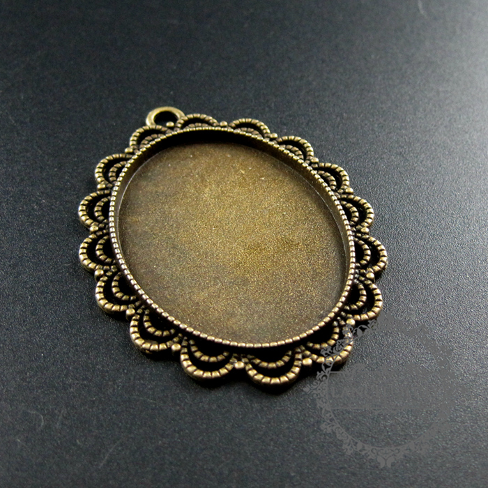 5pcs 30x40mm setting size vintage style bronze big lace oval pendant charm bezel base DIY supplies 1421053 - Click Image to Close