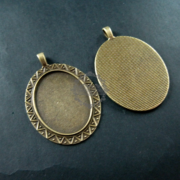 5pcs 30x40mm vintage style antiqued bronze alloy oval pendant charm bezel tray DIY supplies 1421066 - Click Image to Close