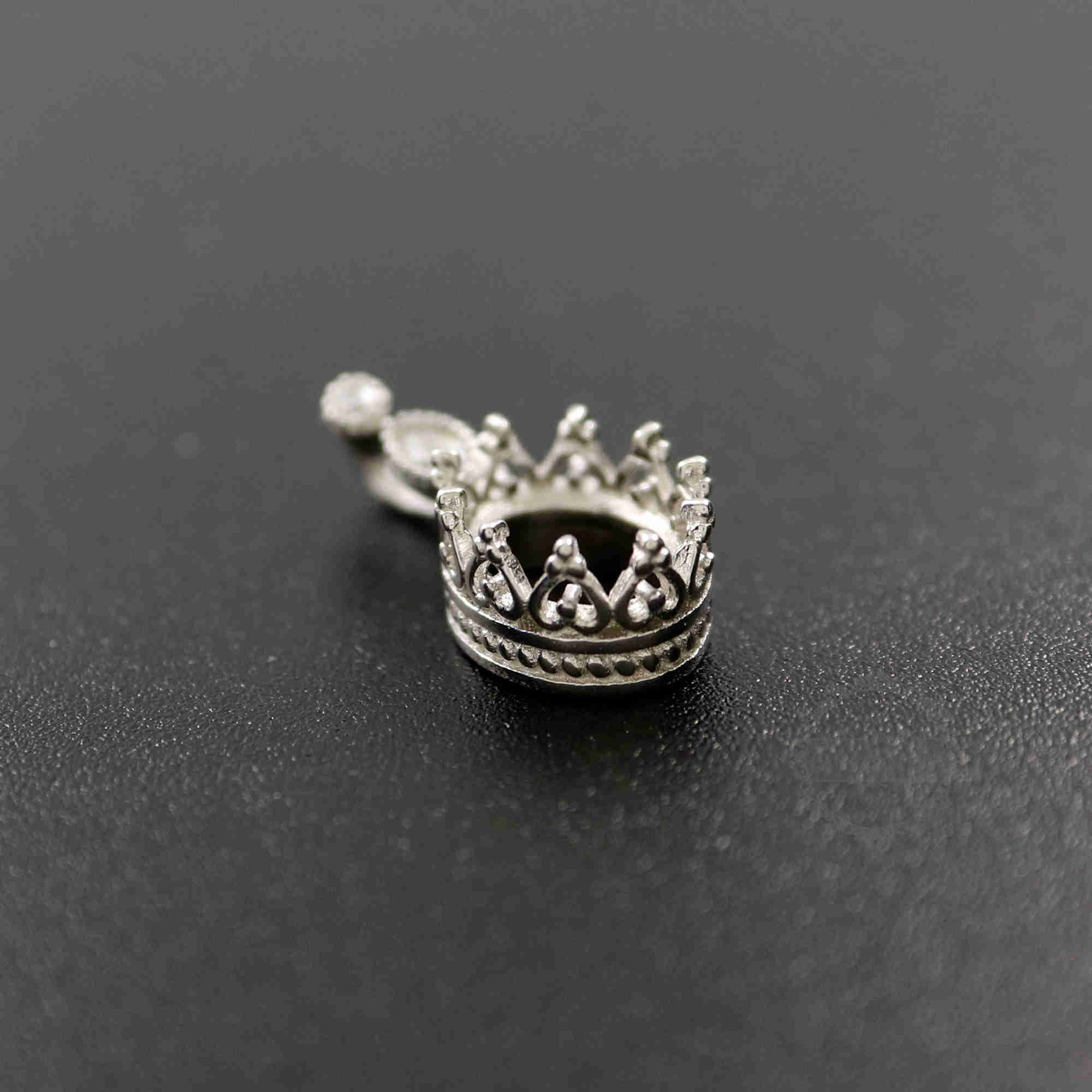 1Pcs 8X10MM Oval Crown Bezel Settings With Cz Stone Bail Solid 925 Sterling Silver DIY Pendant Charm Tray 1421092 - Click Image to Close