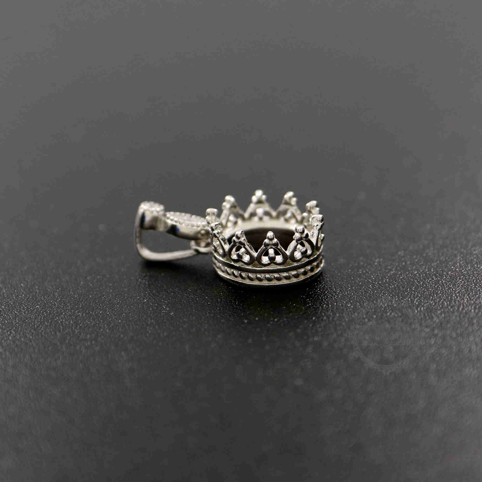 1Pcs 8X10MM Oval Crown Bezel Settings With Cz Stone Bail Solid 925 Sterling Silver DIY Pendant Charm Tray 1421092 - Click Image to Close