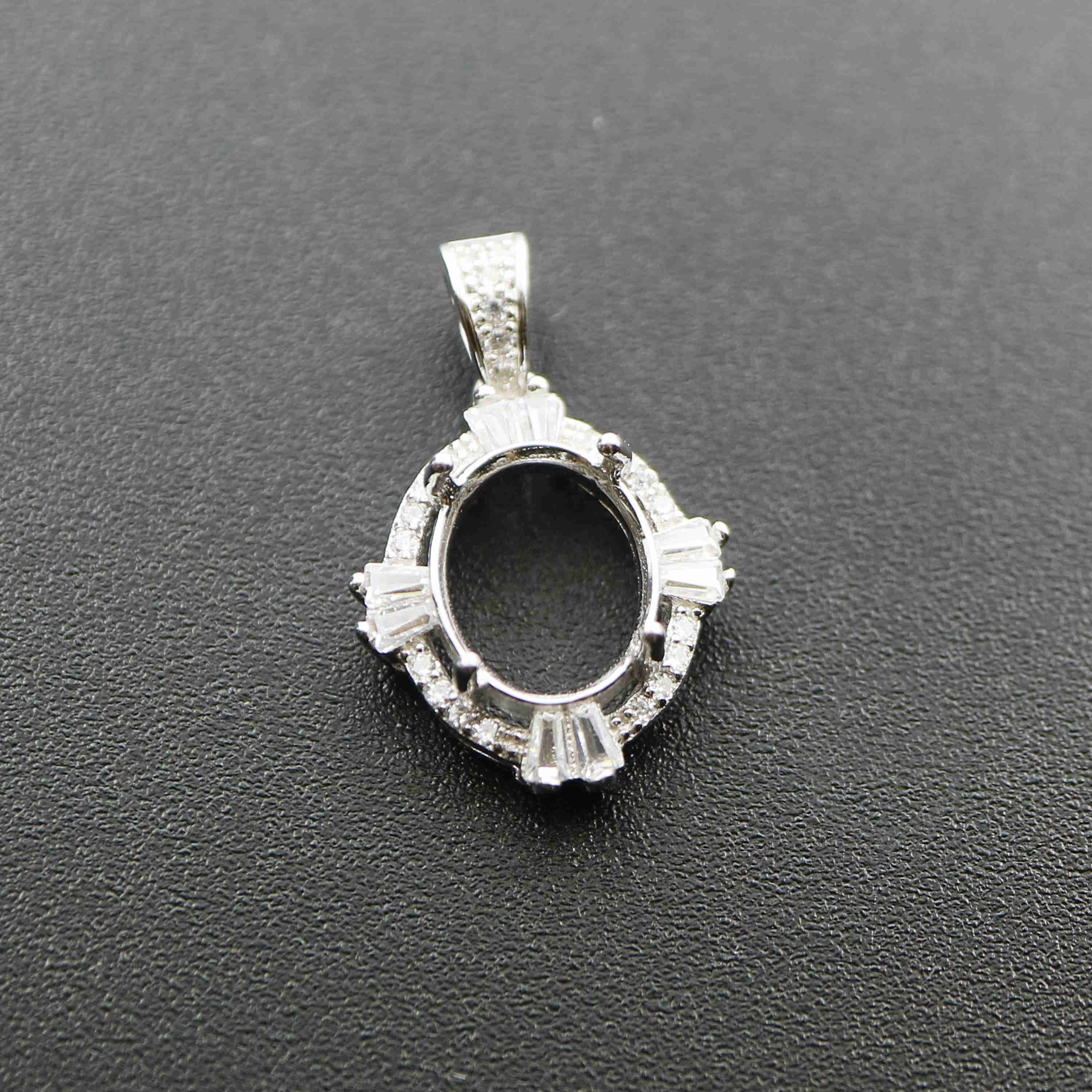 1Pcs Multiple Size Vintage Style Oval Prong Bezel Settings For Cz Stone Solid 925 Sterling Silver DIY Pendant Charm Tray 1421096 - Click Image to Close