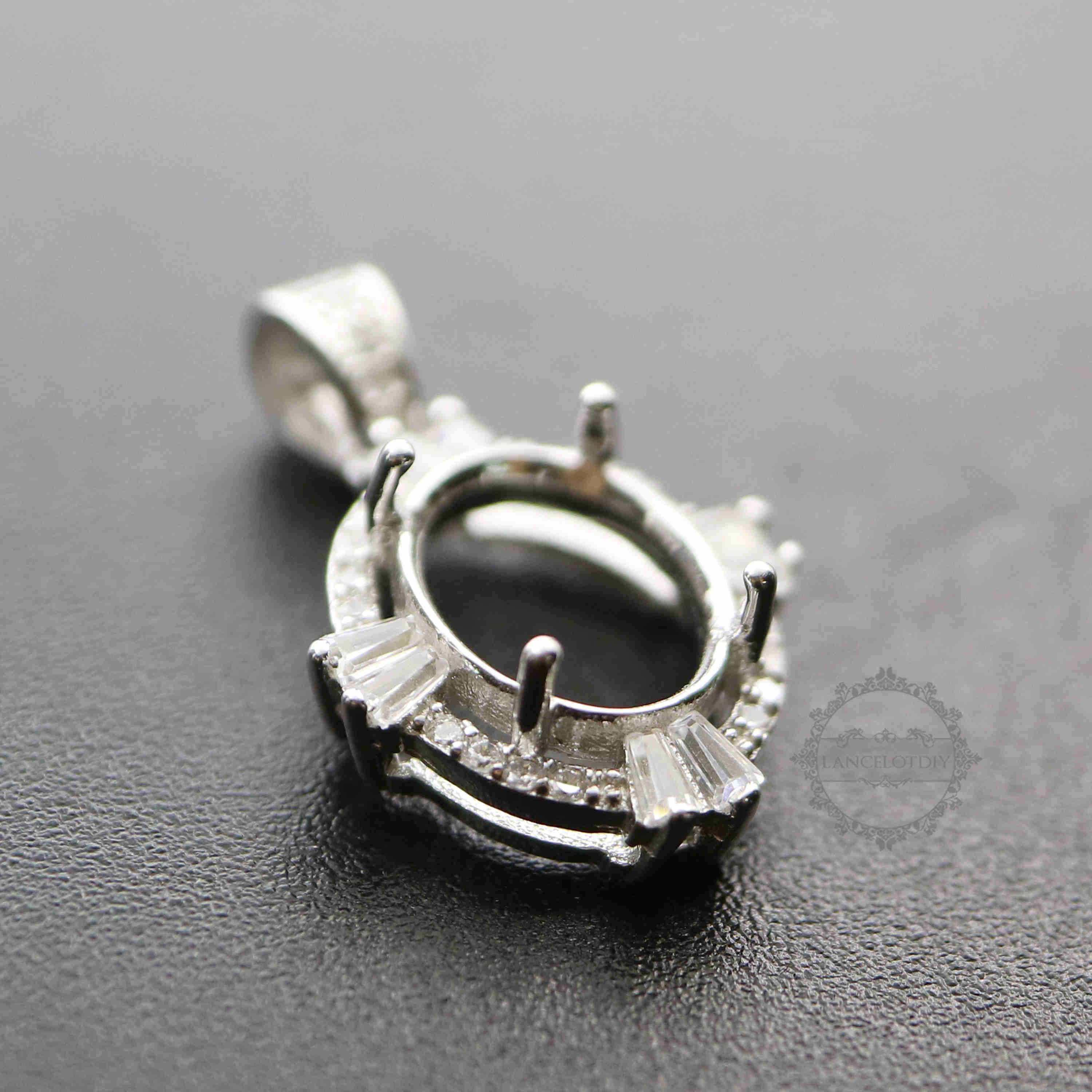 1Pcs Multiple Size Vintage Style Oval Prong Bezel Settings For Cz Stone Solid 925 Sterling Silver DIY Pendant Charm Tray 1421096 - Click Image to Close