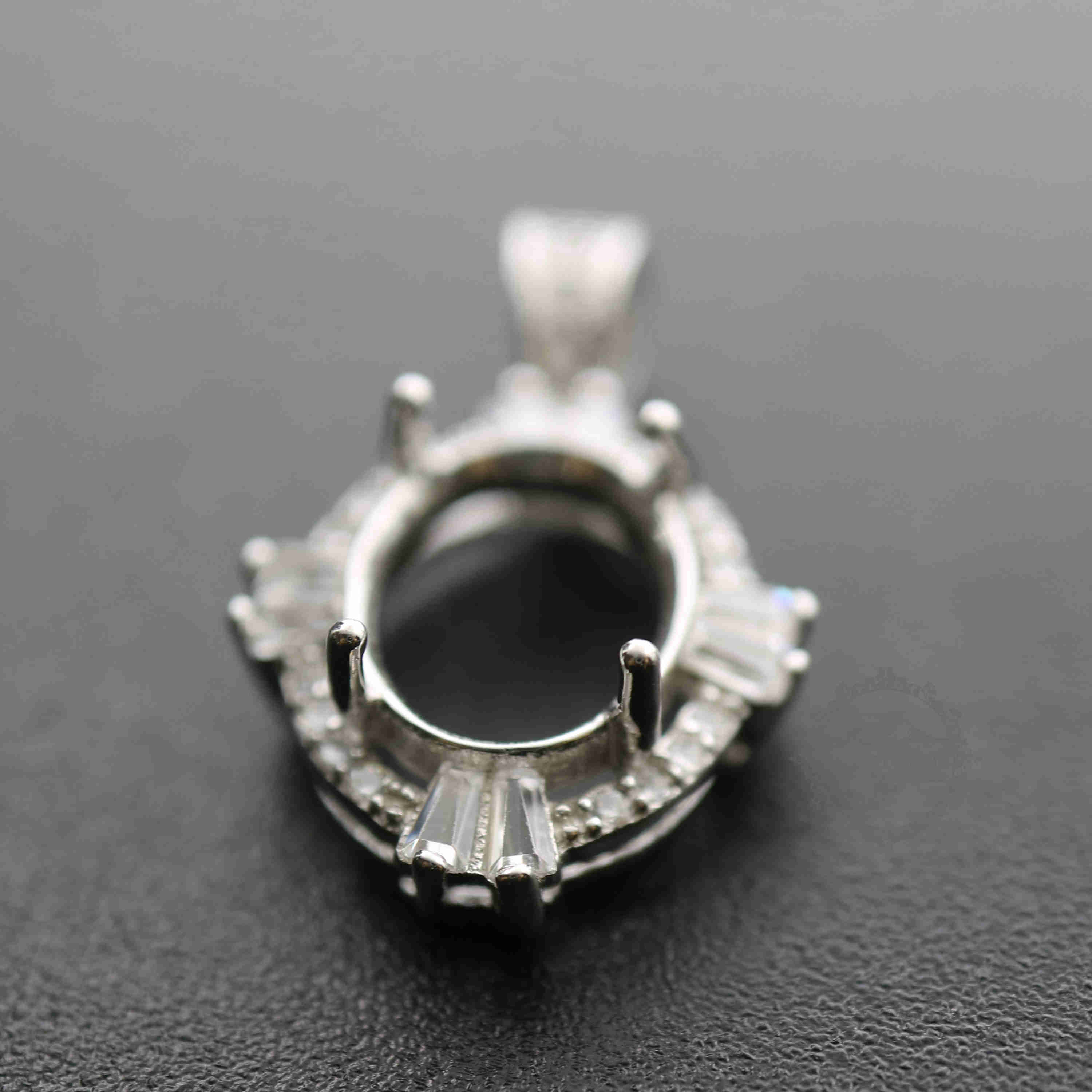 1Pcs Multiple Size Vintage Style Oval Prong Bezel Settings For Cz Stone Solid 925 Sterling Silver DIY Pendant Charm Tray 1421096 - Click Image to Close