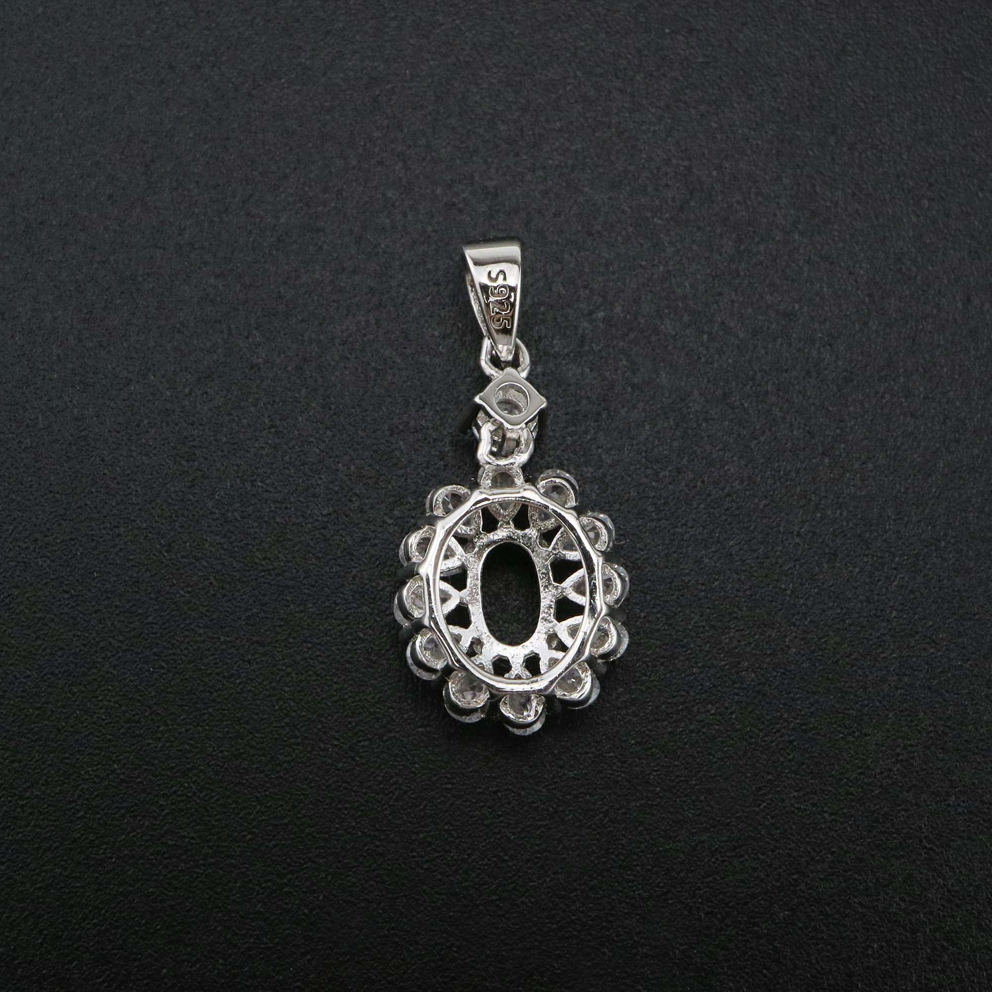 1Pcs 4x6MM Oval Prong Pendant Settings Pave Gold Plated Solid 925 Sterling Silver Charm Bezel Tray DIY Supplies for Gemstone 1421123 - Click Image to Close