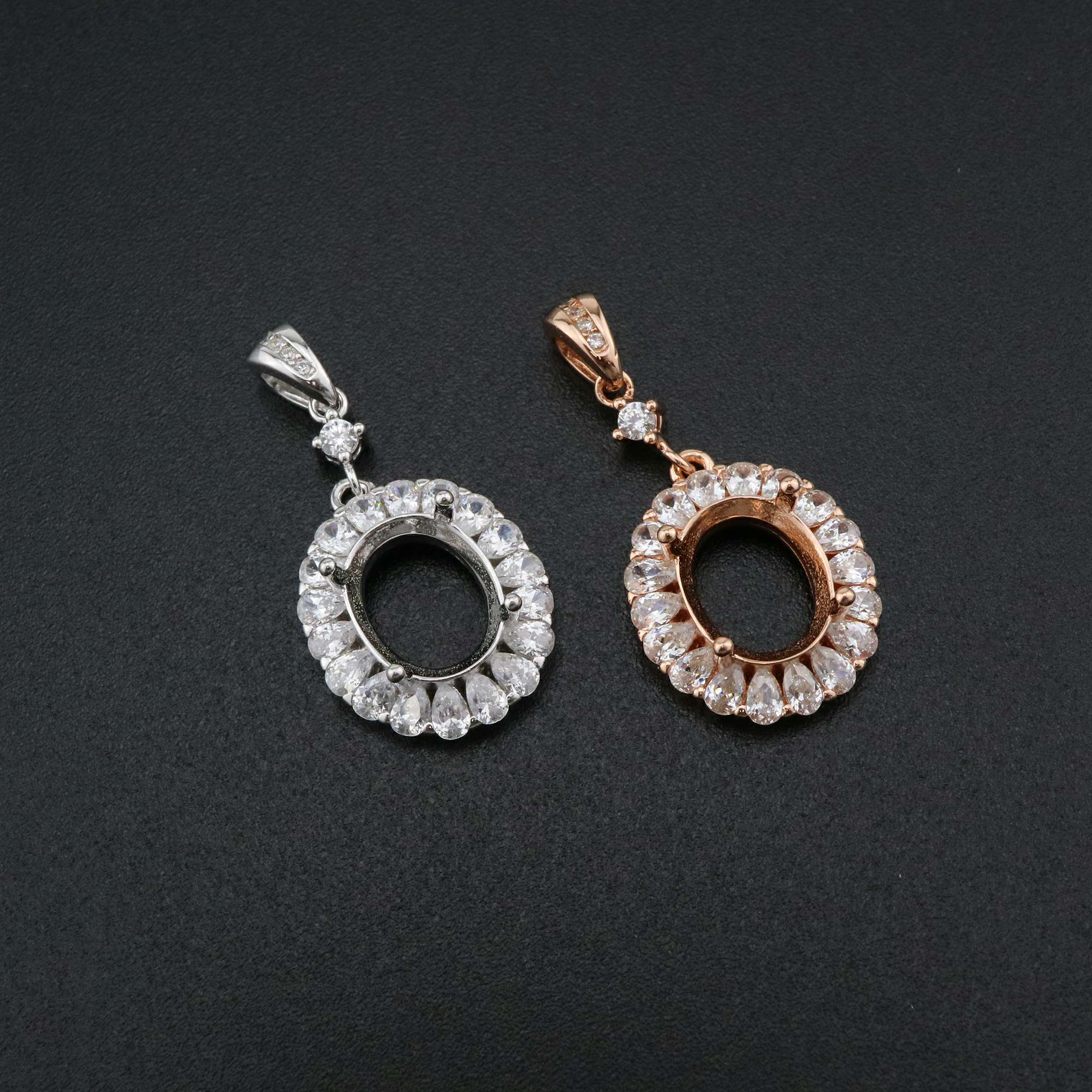 1Pcs 8x10MM Oval Prong Pendant Settings Luxury Rose Gold Plated Solid 925 Sterling Silver Charm Bezel Tray DIY Supplies for Gemstone 1421131 - Click Image to Close