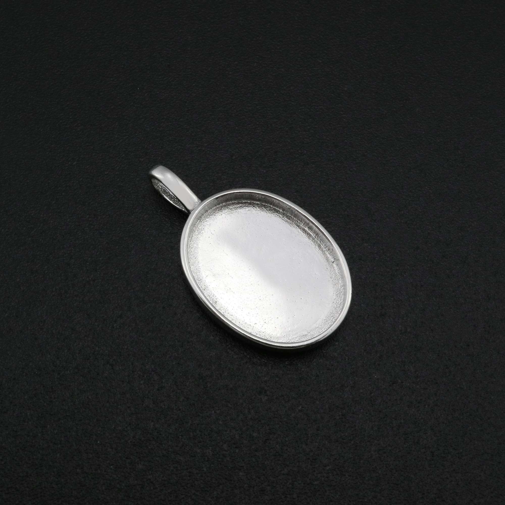 12x16MM Oval Bezel Settings for Breast Milk Resin Solid Back Solid 925 Sterling Silver Pendant Charm DIY Supplies 1421153 - Click Image to Close