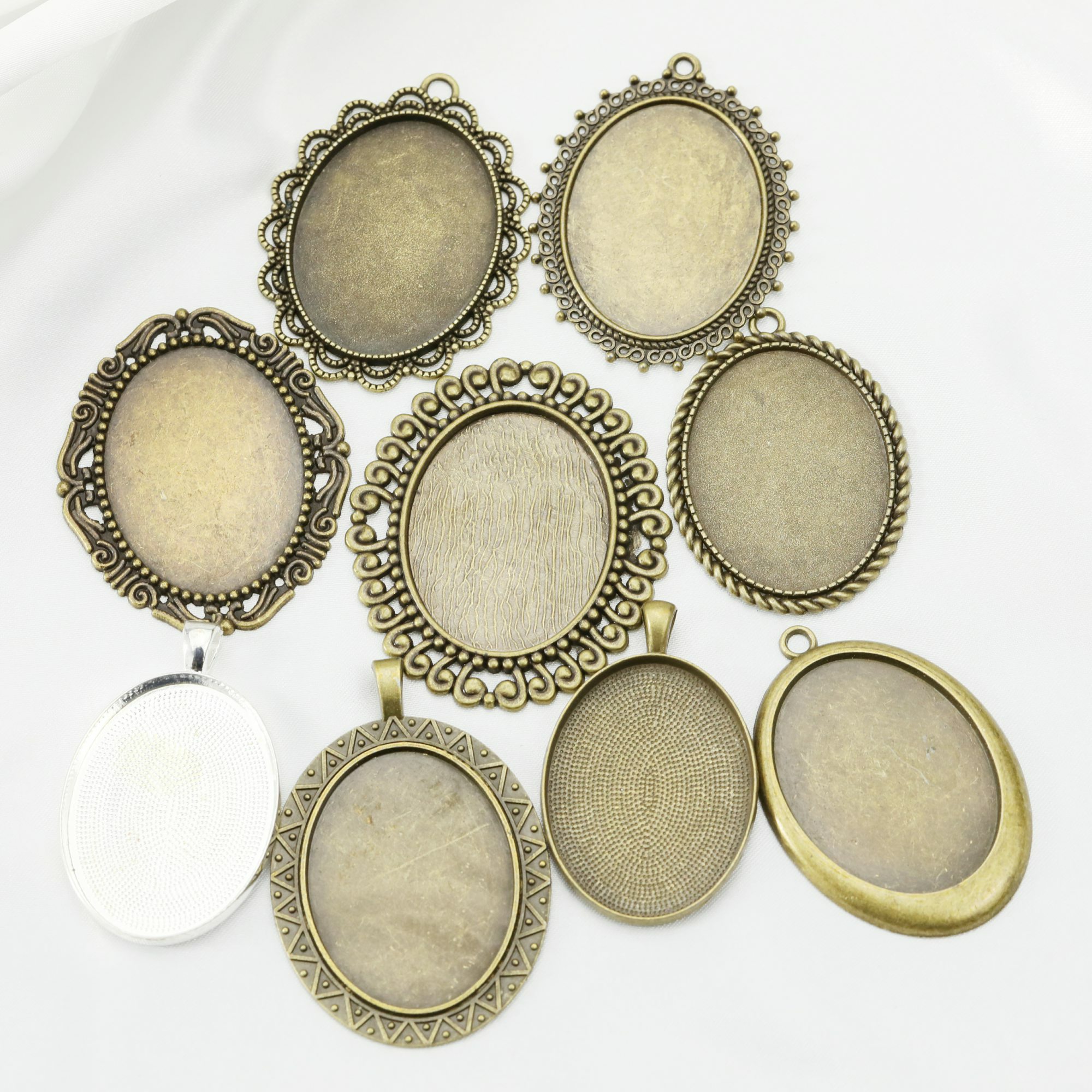 20Pcs Assortment 30x40MM Oval Antiqued Bronze Pendant Settings Charm Bezel for Resin DIY Jewelry Supplies 1421182 - Click Image to Close