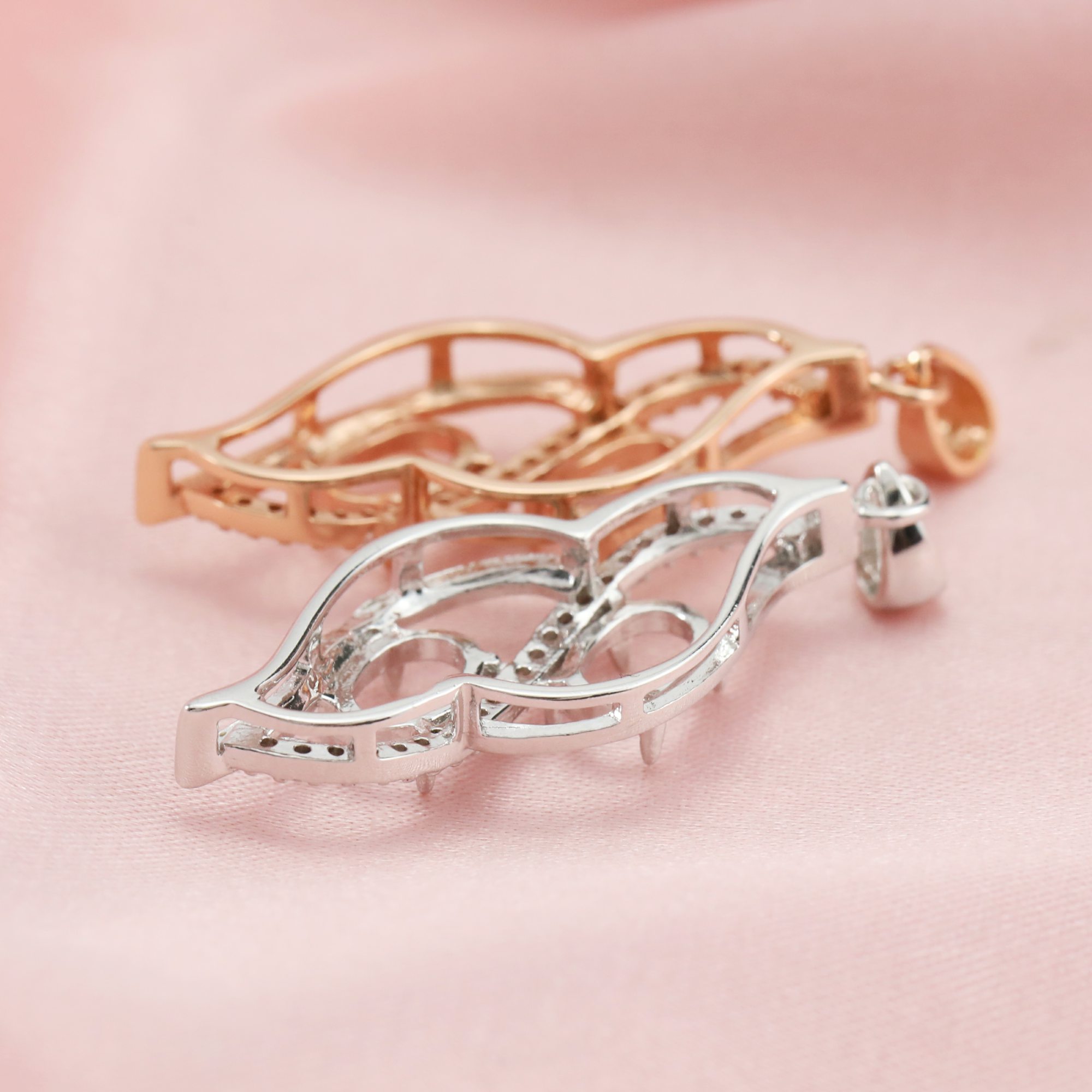 5x7MM Oval Prong Pendant Settings Mother and Baby Solid 14K 18K Gold Charm Bezel with Moissanite 1421185-1