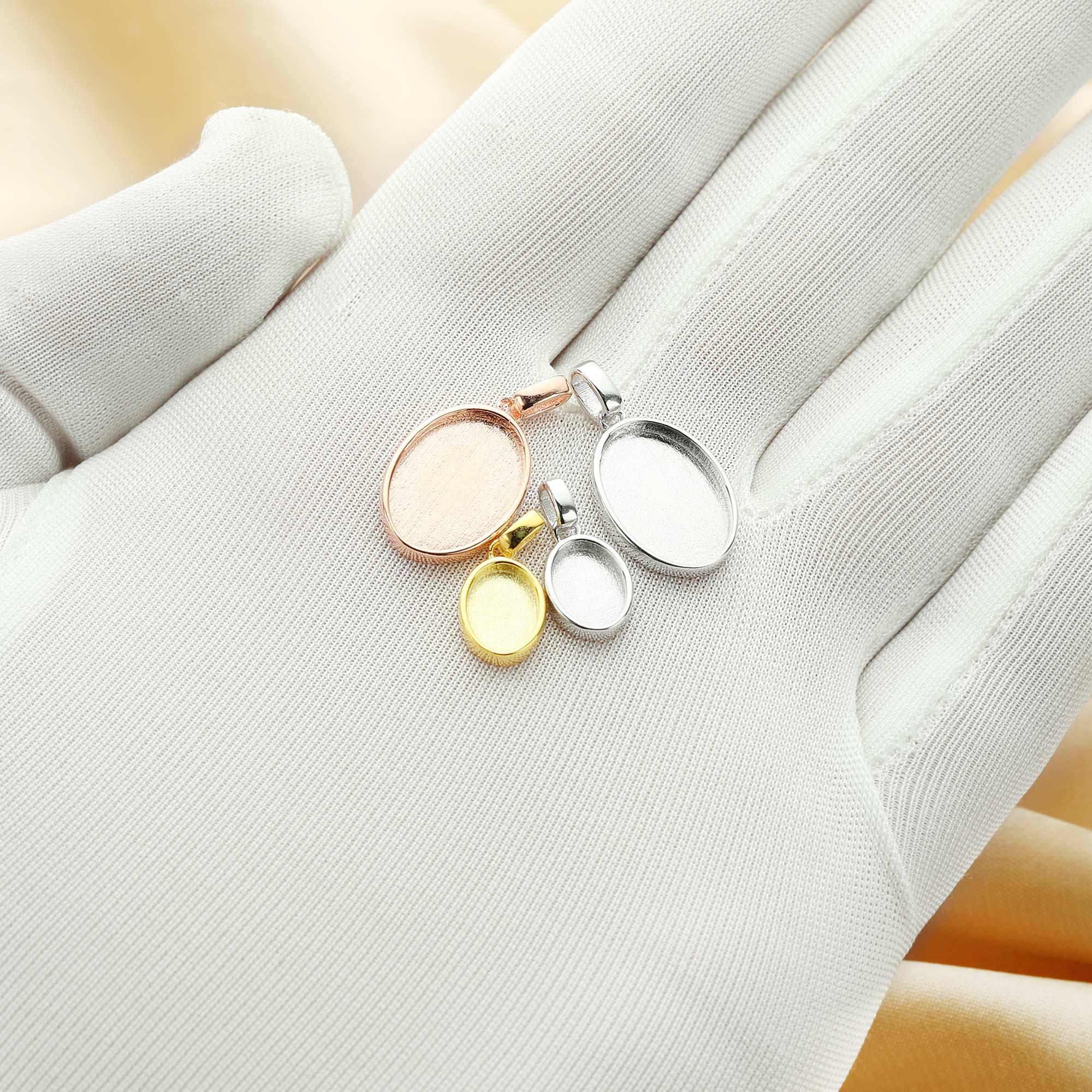 Breast Milk Resin Oval Solid Back Pendant Bezel Settings,Solid 925 Sterling Silver Rose Gold Plated Pendant,DIY Memory Jewelry Supplies 1421198 - Click Image to Close