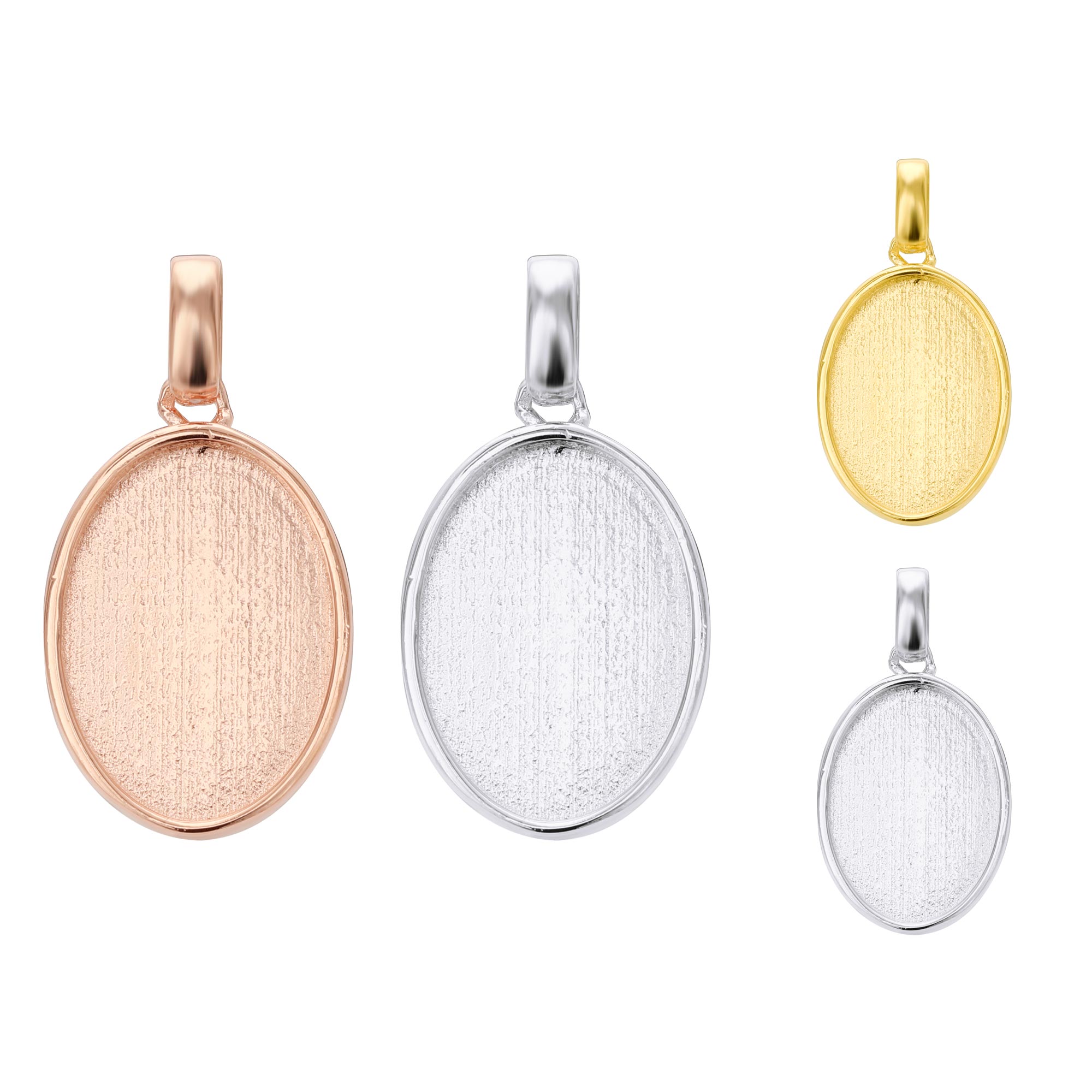 Breast Milk Resin Oval Solid Back Pendant Bezel Settings,Solid 925 Sterling Silver Rose Gold Plated Pendant,DIY Memory Jewelry Supplies 1421198 - Click Image to Close