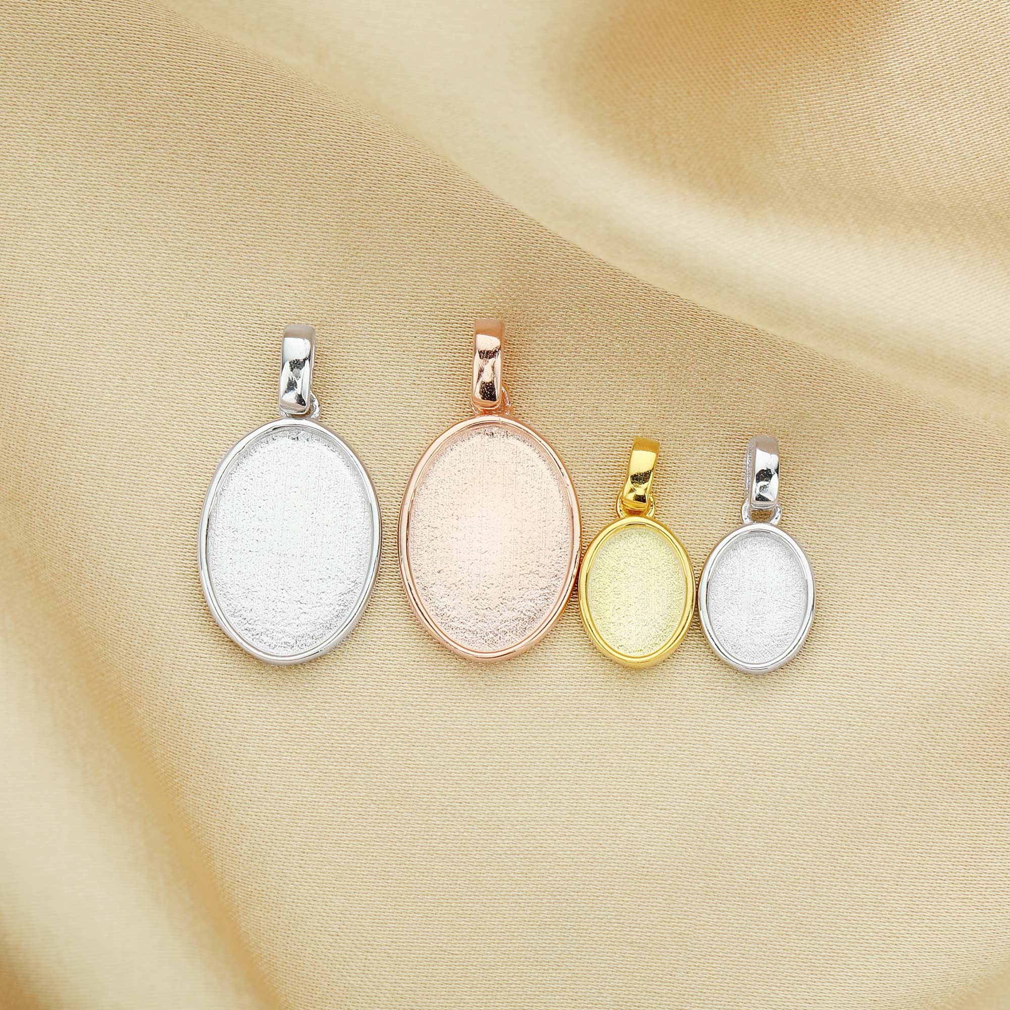 Breast Milk Resin Oval Solid Back Pendant Bezel Settings,Solid 925 Sterling Silver Rose Gold Plated Pendant,DIY Memory Jewelry Supplies 1421198 - Click Image to Close