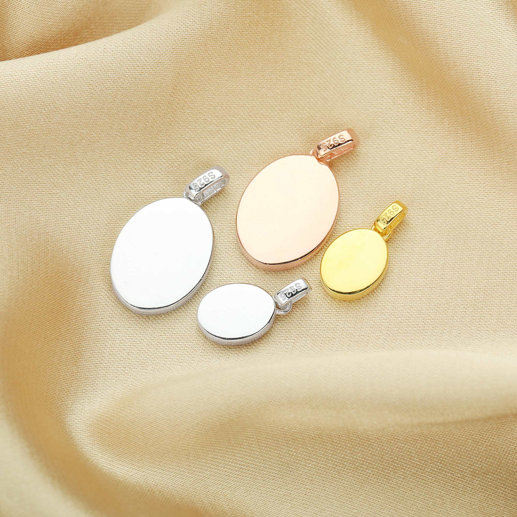 Breast Milk Resin Oval Solid Back Pendant Bezel Settings,Solid 925 Sterling Silver Rose Gold Plated Pendant,DIY Memory Jewelry Supplies 1421198 - Click Image to Close