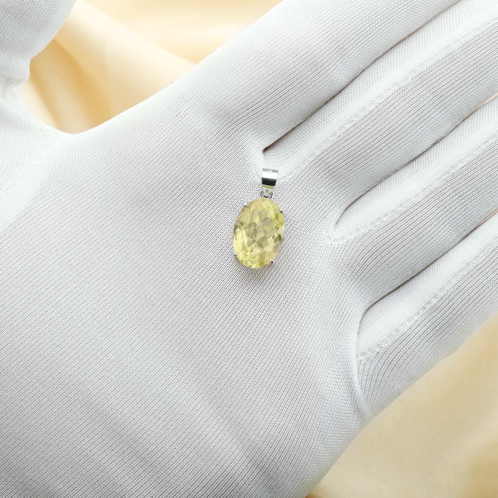 10x14MM Oval Lemon Quartz Pendant Charm,Solid 925 Sterling Silver Charm,November Birthstone Pendant 1421199 - Click Image to Close