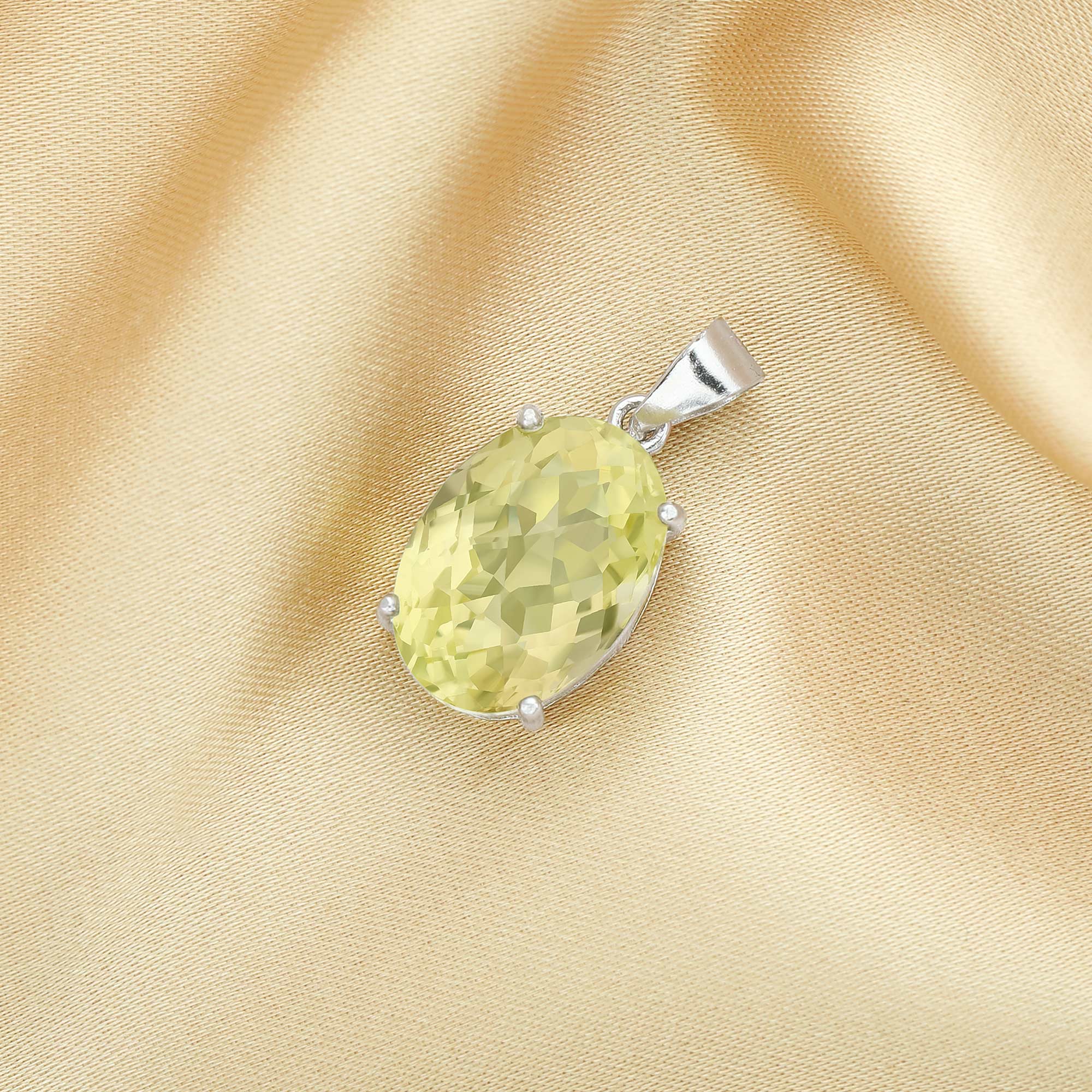 10x14MM Oval Lemon Quartz Pendant Charm,Solid 925 Sterling Silver Charm,November Birthstone Pendant 1421199 - Click Image to Close