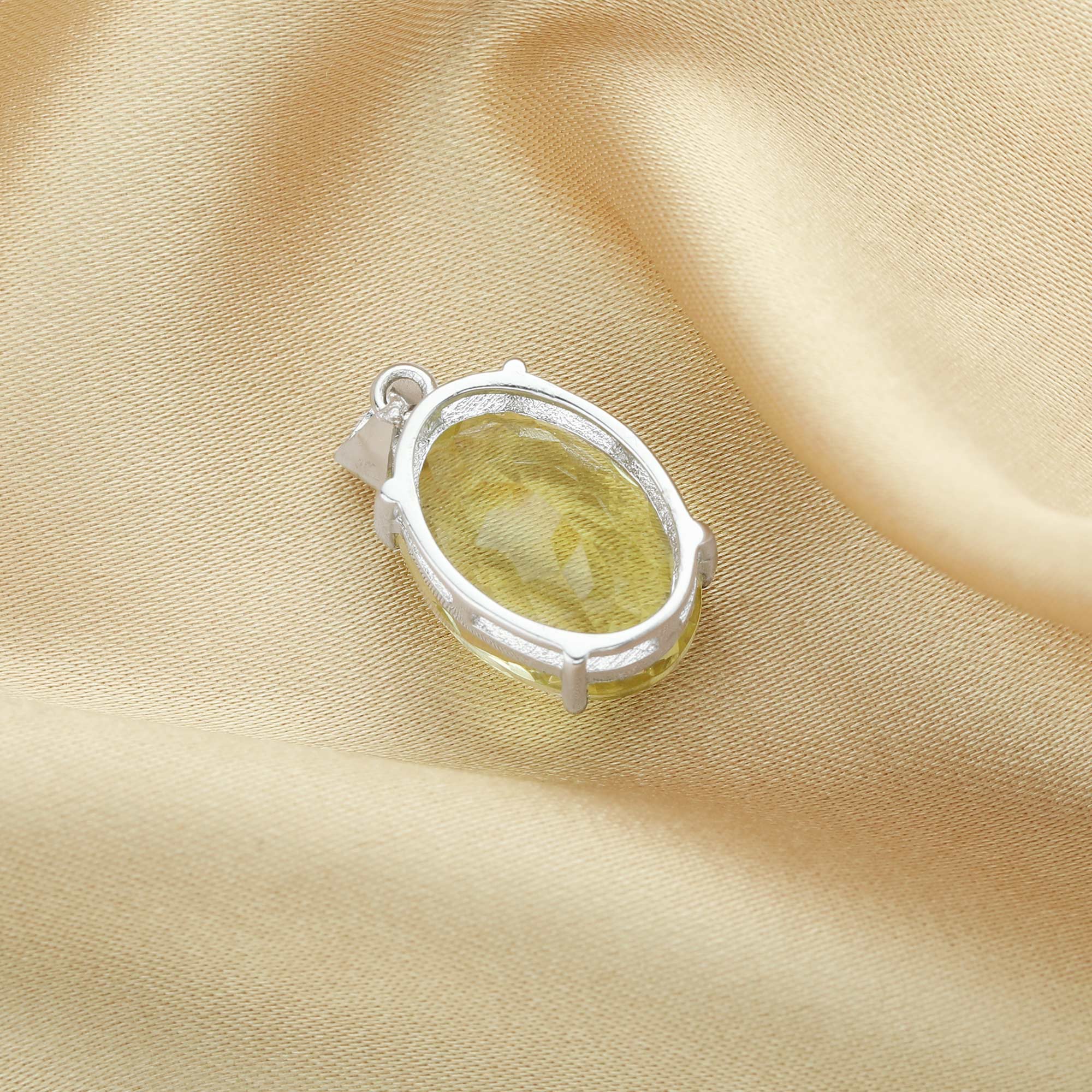 10x14MM Oval Lemon Quartz Pendant Charm,Solid 925 Sterling Silver Charm,November Birthstone Pendant 1421199 - Click Image to Close