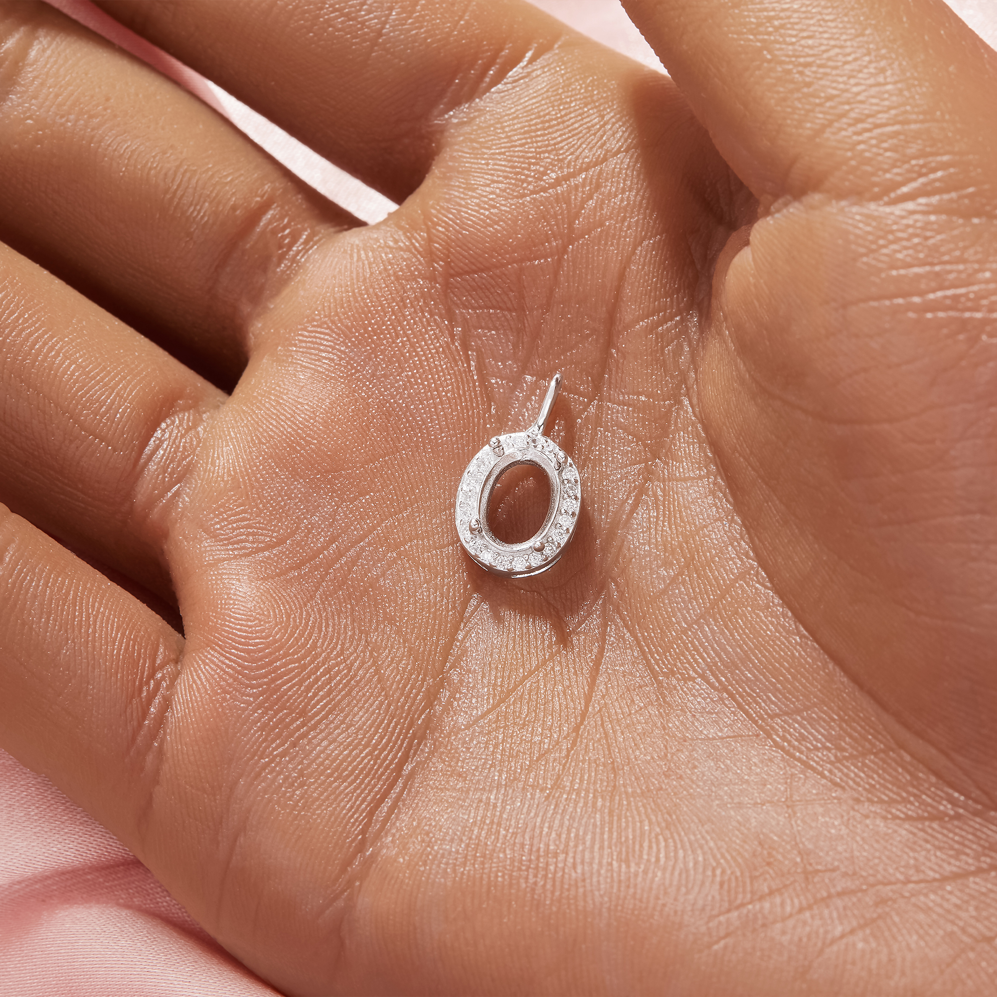 Halo Oval Prong Pendant Settings,Solid 14K 18K Gold Pendant Charm,Moissanite Art Deco Pendant Charm,DIY Pendant Bezel For Gemstone 1421246 - Click Image to Close
