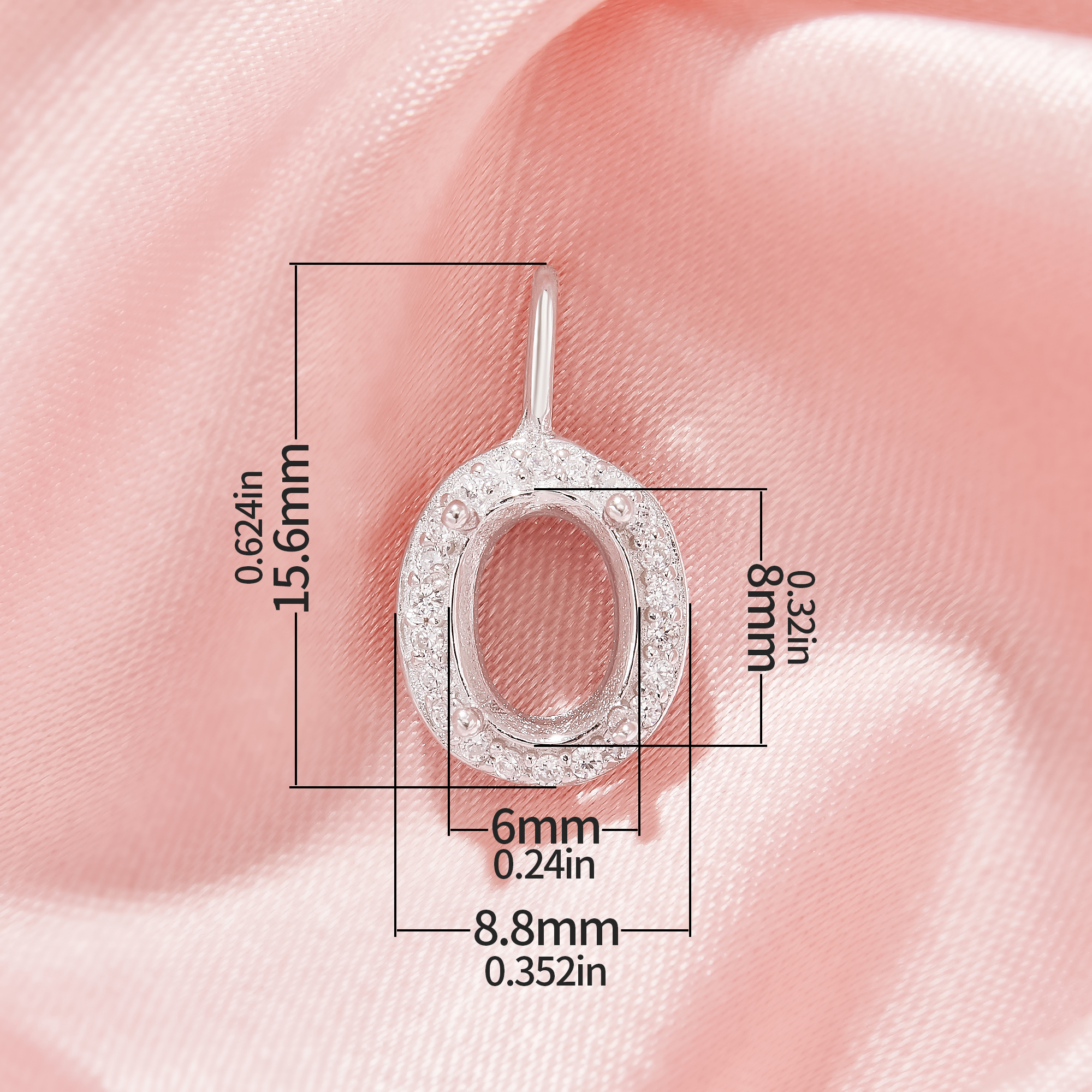 Halo Oval Prong Pendant Settings,Solid 14K 18K Gold Pendant Charm,Moissanite Art Deco Pendant Charm,DIY Pendant Bezel For Gemstone 1421246 - Click Image to Close