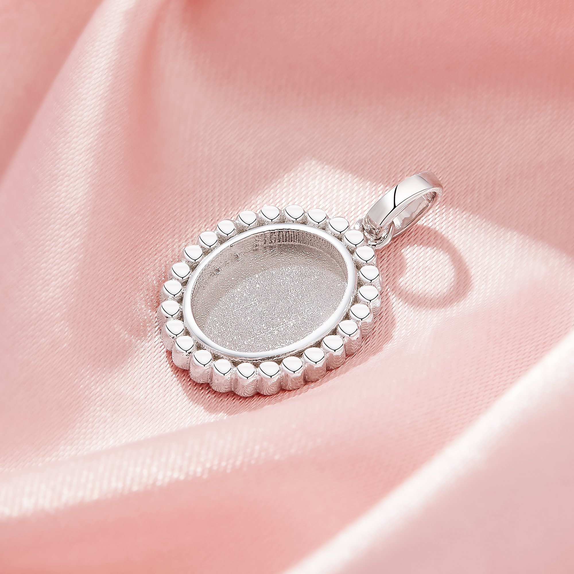 Keepsake Breast Milk Resin Dots Oval Bezel Pendant Settings,Solid 925 Silver Pendant Charm,DIY Pendant Supplies 1421247