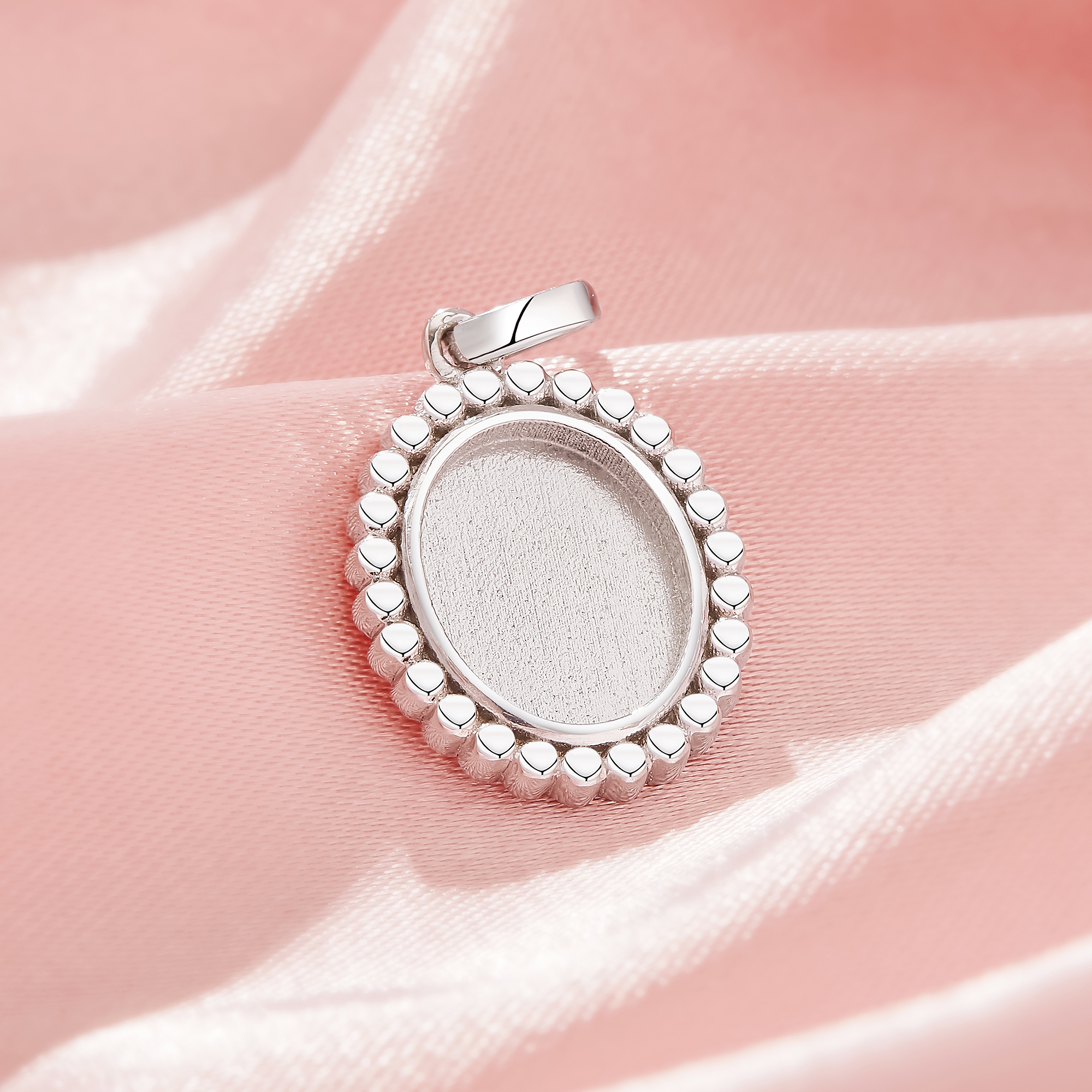 Keepsake Breast Milk Resin Dots Oval Bezel Pendant Settings,Solid 925 Silver Pendant Charm,DIY Pendant Supplies 1421247