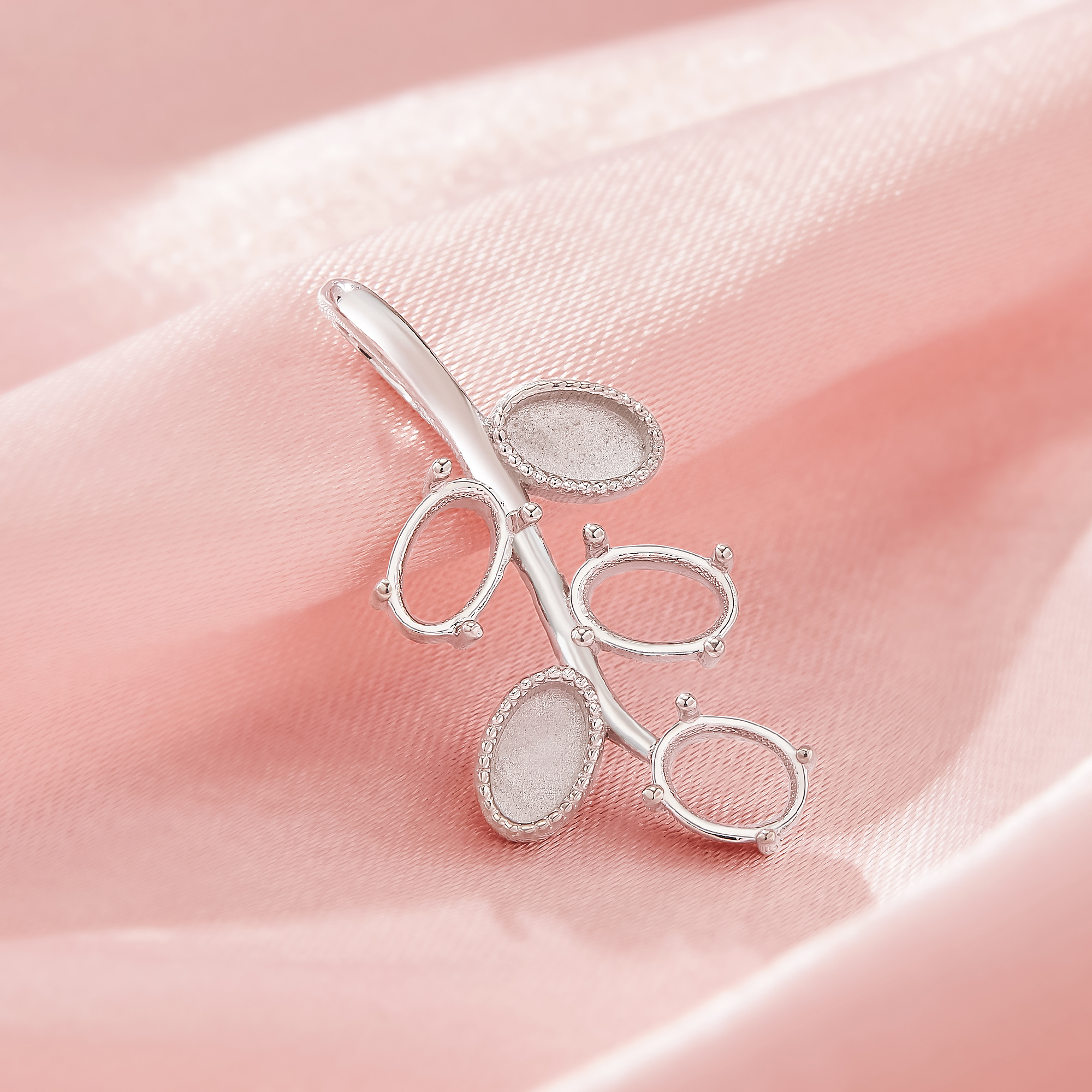 4x6MM Keepsake Breast Milk Resin Oval Bezel Pendant Settings,Tree Branch Leaf Solid 925 Silver Pendant Charm,Oval Prong Pendant Settings 1421249