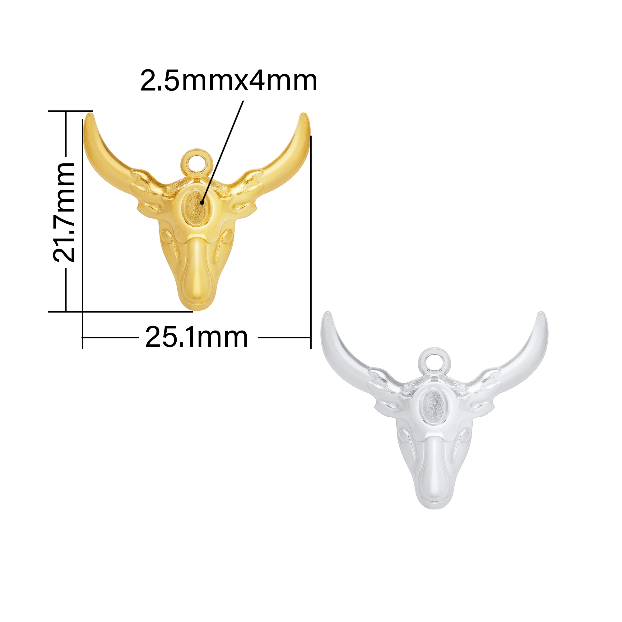 Keepsake Breast Milk Resin Oval Bezel Pendant Settings,Yellow Gold Plated Stainless Steel Bulls Head Pendant Charm,DIY Pendant Blank 1421252 - Click Image to Close