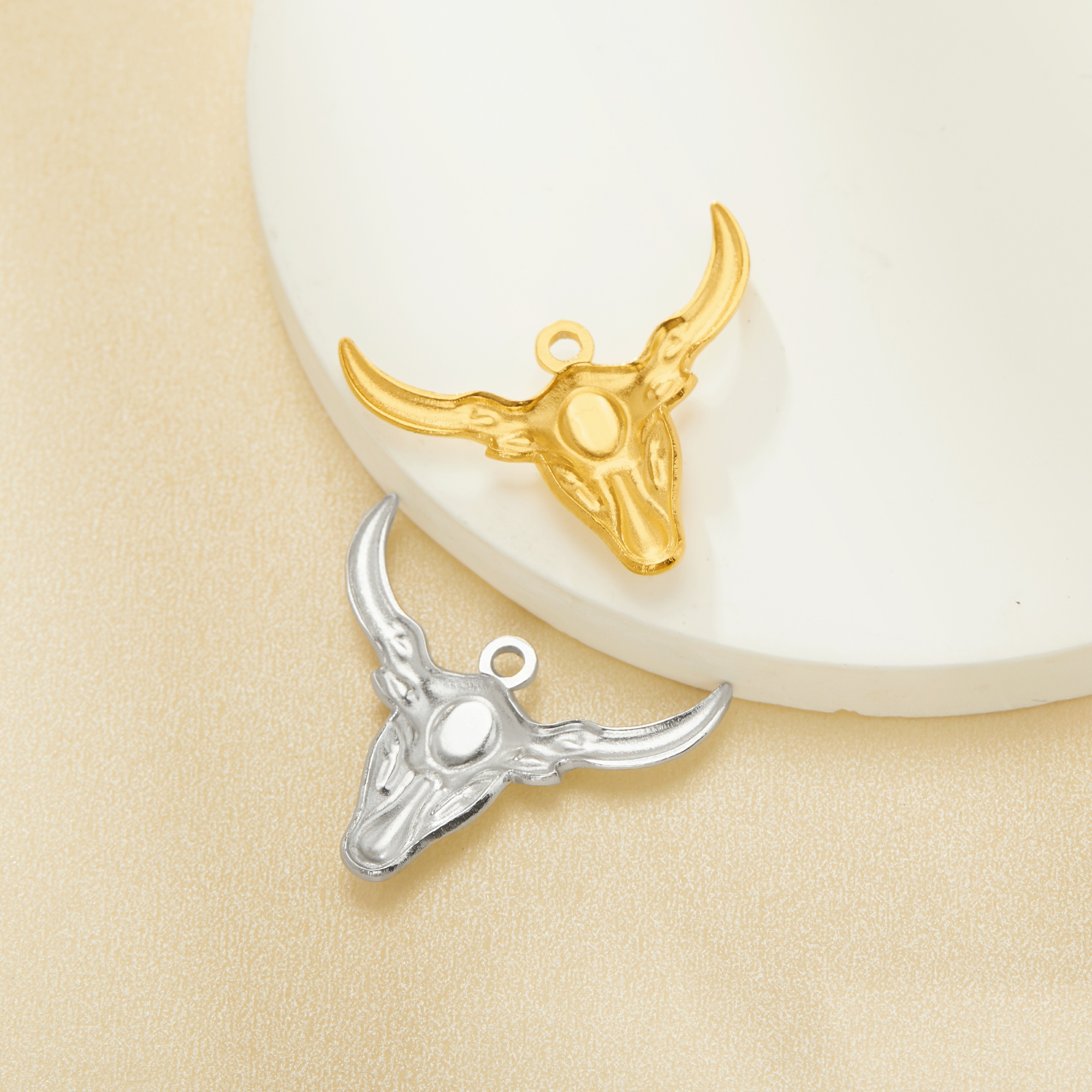 Keepsake Breast Milk Resin Oval Bezel Pendant Settings,Yellow Gold Plated Stainless Steel Bulls Head Pendant Charm,DIY Pendant Blank 1421252 - Click Image to Close