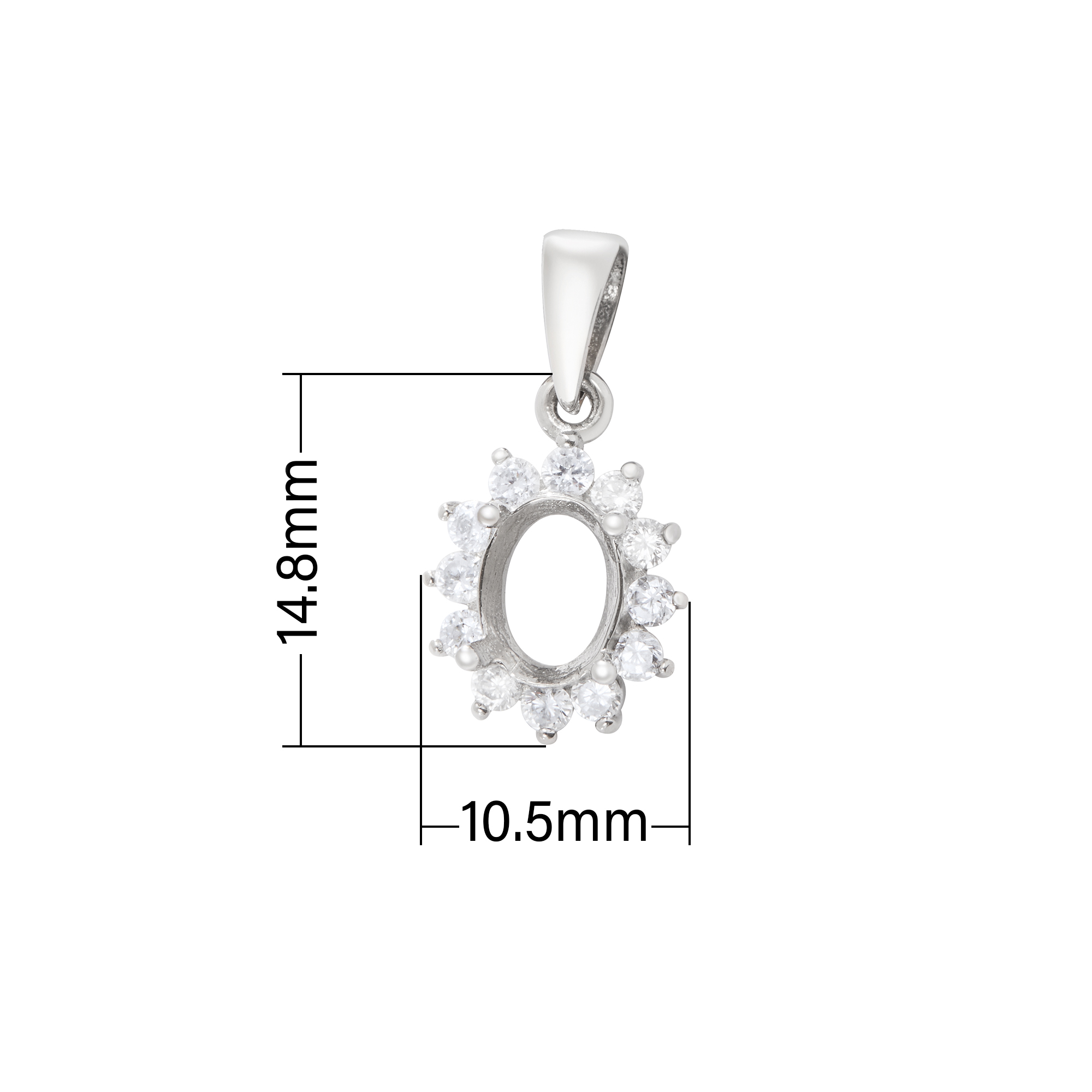 Halo Oval Prong Pendant Settings,316L Stainless Steel Oval Pendant Blank ,Flower Art Deco CZ Stone Oval Pendant Charm,DIY Pendant Supplies For Gemstone 1421256 - Click Image to Close