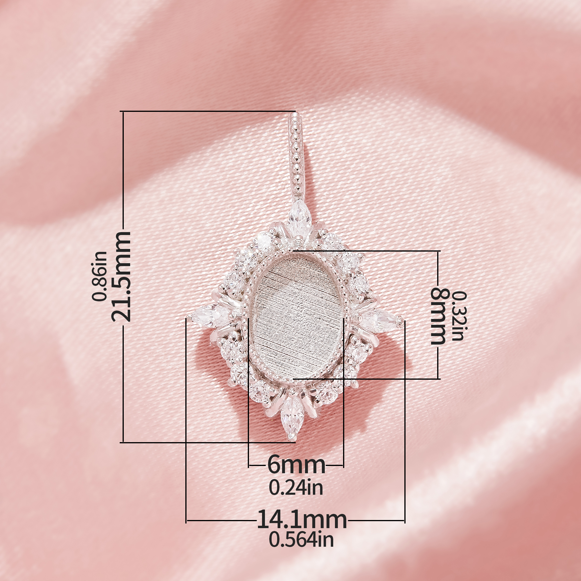 Keepsake Breast Milk Resin Oval Bezel Pendant Blank Settings,Solid 925 Sterling Silver Pendant Charm,Vintage Styles Pendant,DIY Pendant Supplies 1421258-1