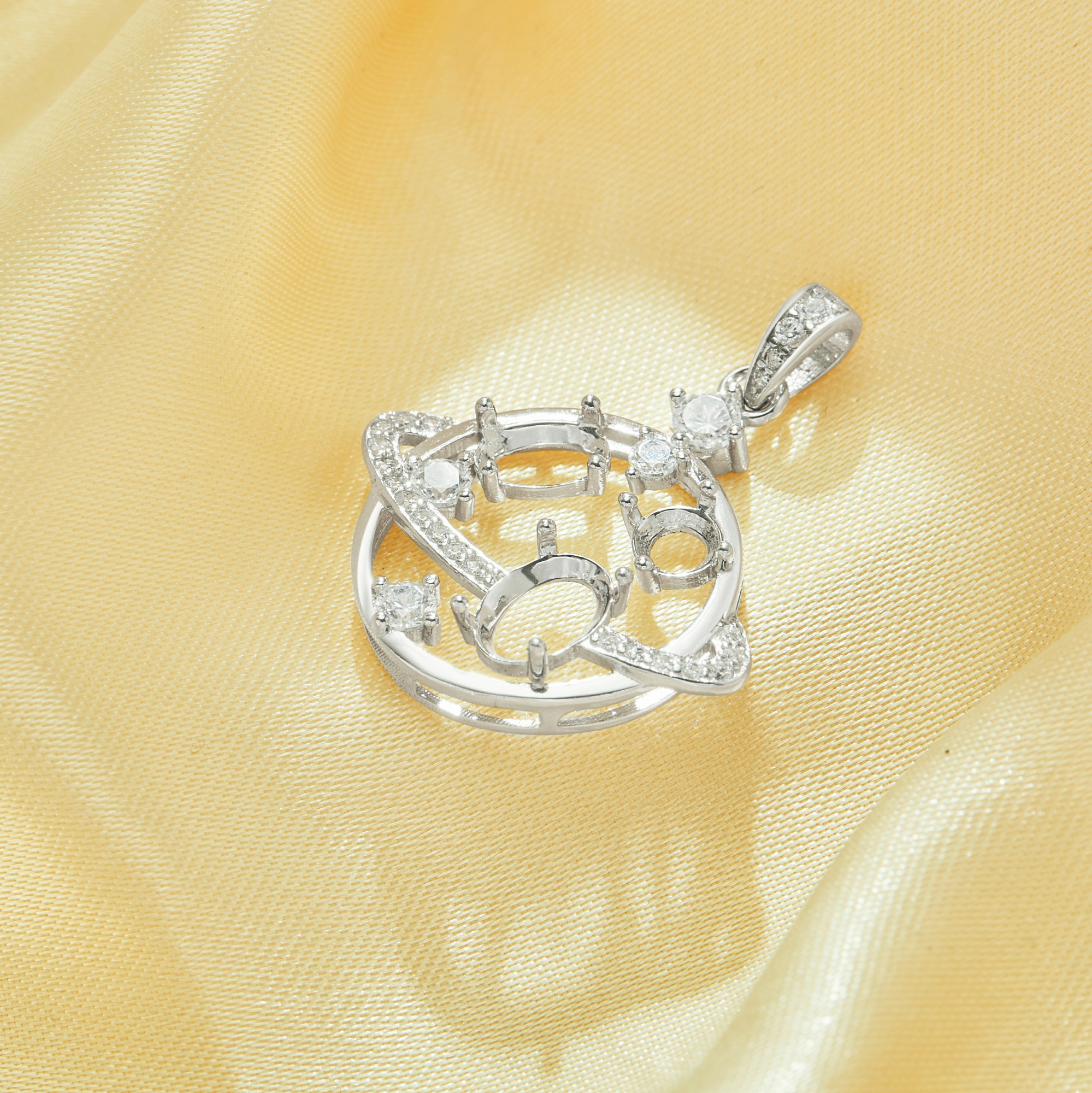 Three Stones Prong Pendant Settings,Space Planet Solid 925 Sterling Silver Pendant Charm,Pave CZ Stone Pendant With 4MM Round,4x6MM Oval,5x7MM Oval Stone 1421264 - Click Image to Close