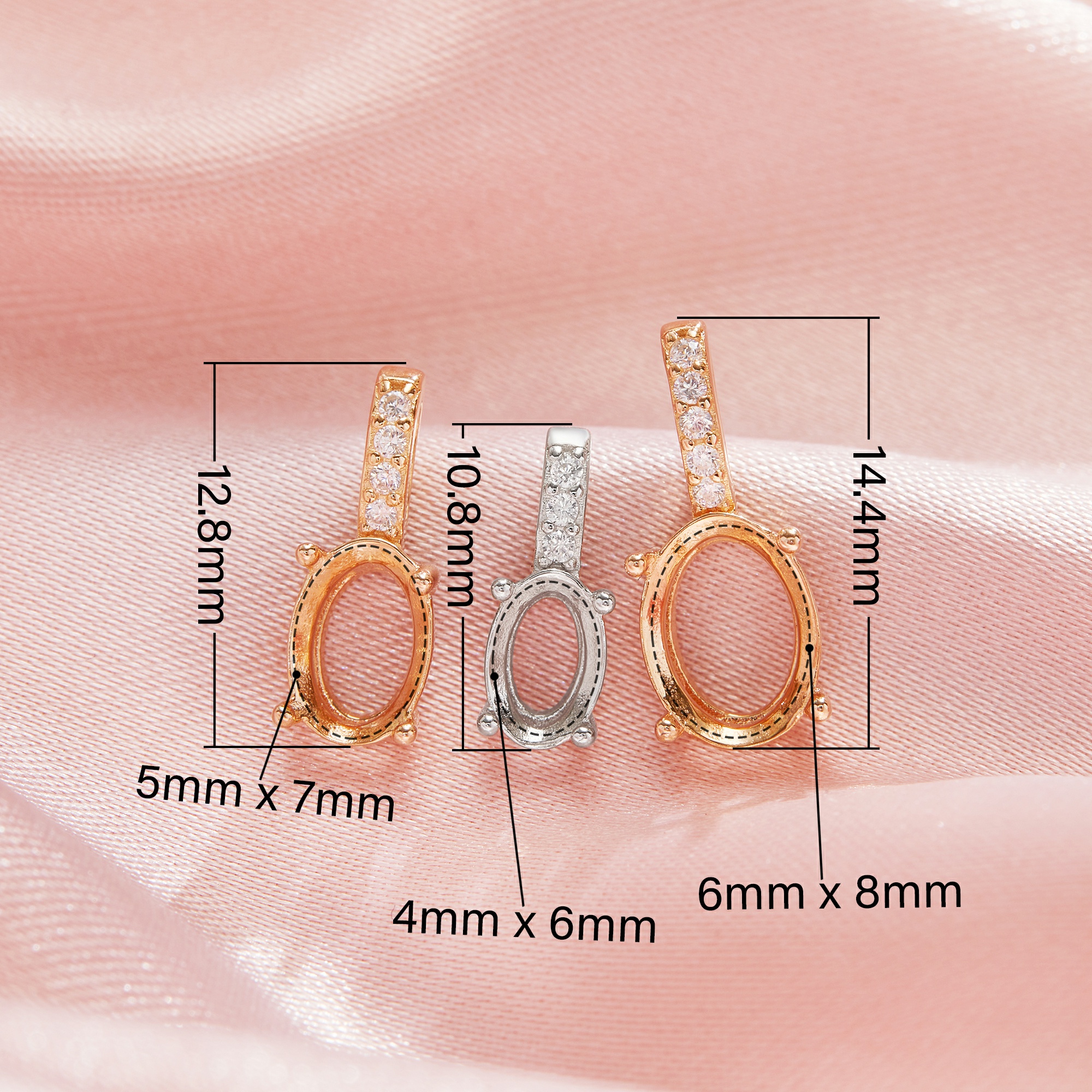 Oval Prong Pendant Settings,Solid 14K 18K Gold Pendant,Moissanite Art Deco Pendant,Minimalist Oval Pendant,DIY Pendant Supplies For Gemstone 1421266 - Click Image to Close