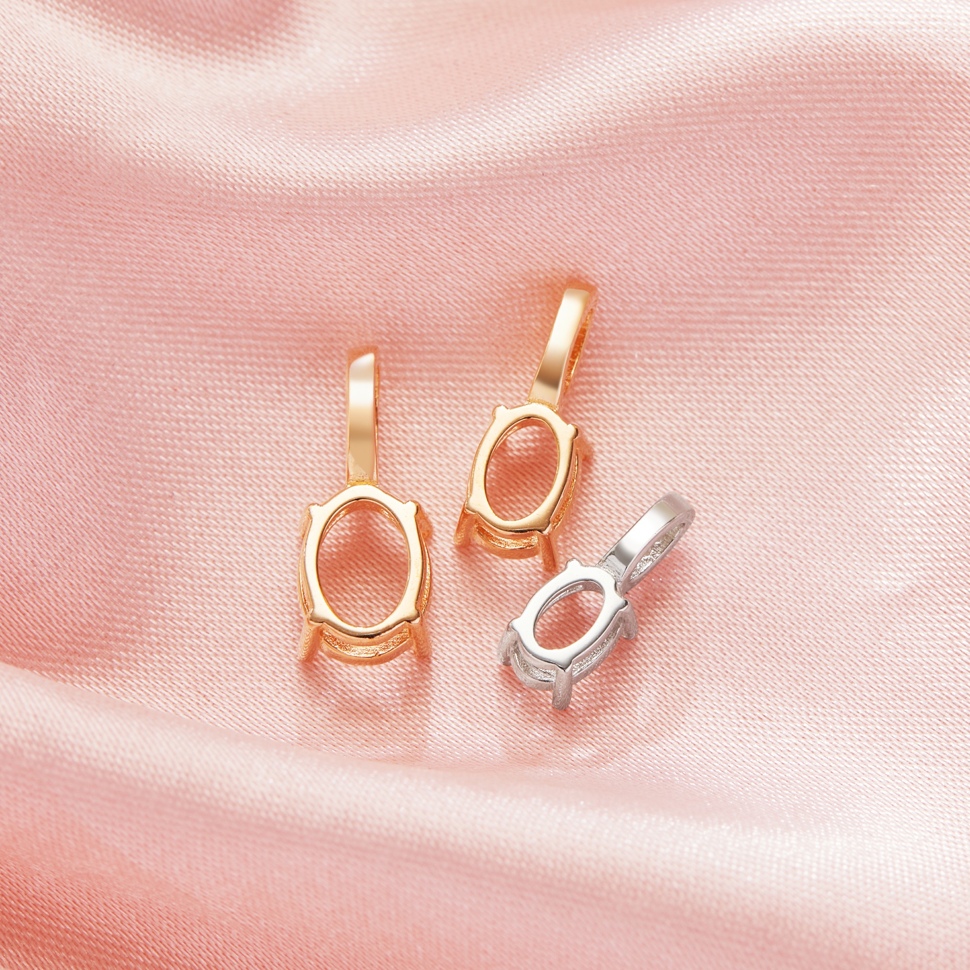 Oval Prong Pendant Settings,Solid 14K 18K Gold Pendant,Moissanite Art Deco Pendant,Minimalist Oval Pendant,DIY Pendant Supplies For Gemstone 1421266 - Click Image to Close
