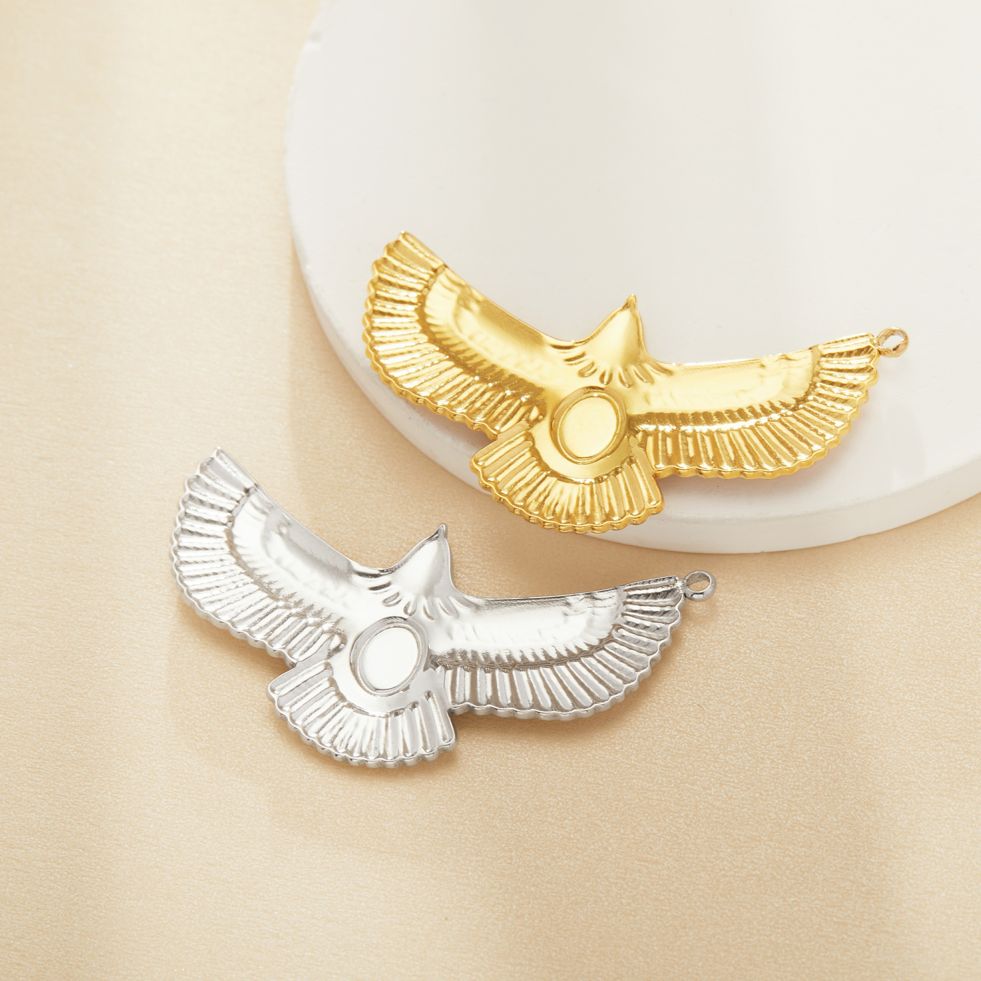 4x6MM Oval Bezel Stainless Steel Pendant Settings,Yellow Gold Rhodium Eagle Pendant Charm,DIY Pendant Blank Supplies 1421269 - Click Image to Close