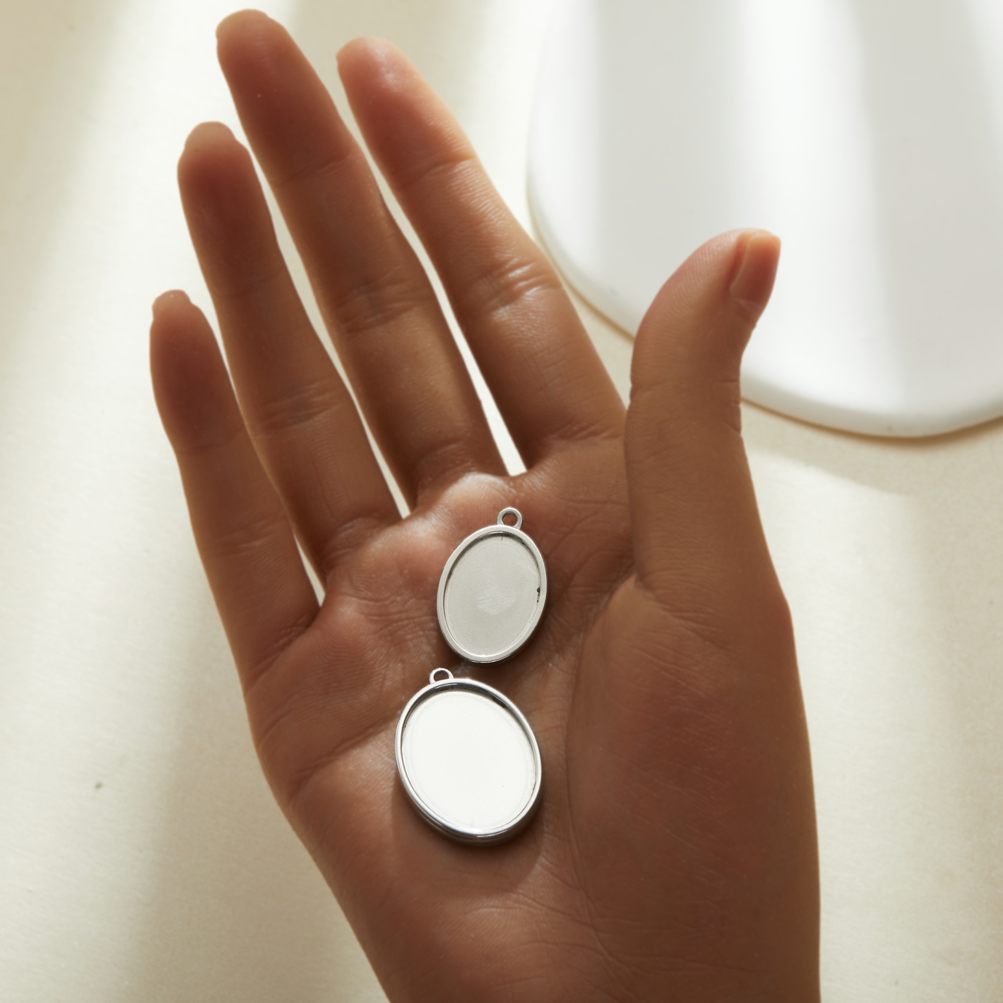 Keepsake Breast Milk Double Sides Oval Pendant Bezel,Minimalist Brass Oval Pendant Charm,DIY Pendant Charm Supplies 1421278