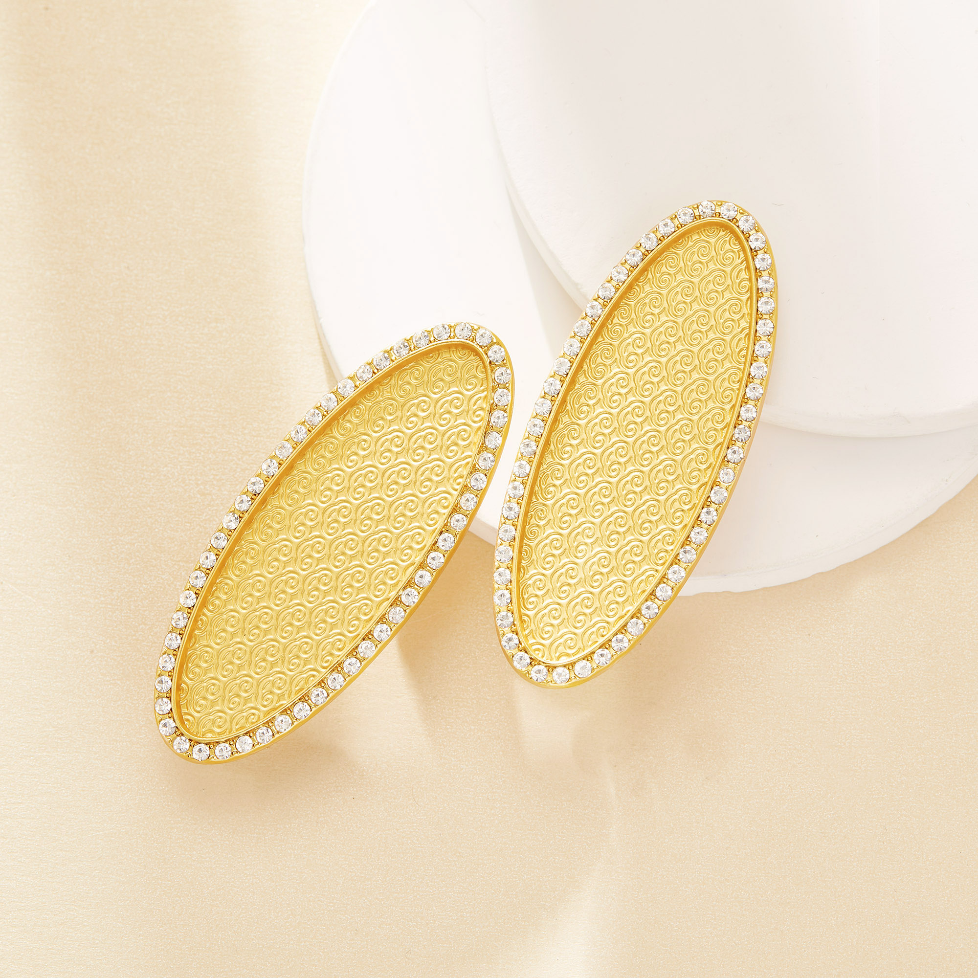 Resin Oval Bezel Hair Clip Settings,Gold Plated Alloy l Hairpin,Pave CZ Stone Hairclip,DIY Handmade Findings 1421280